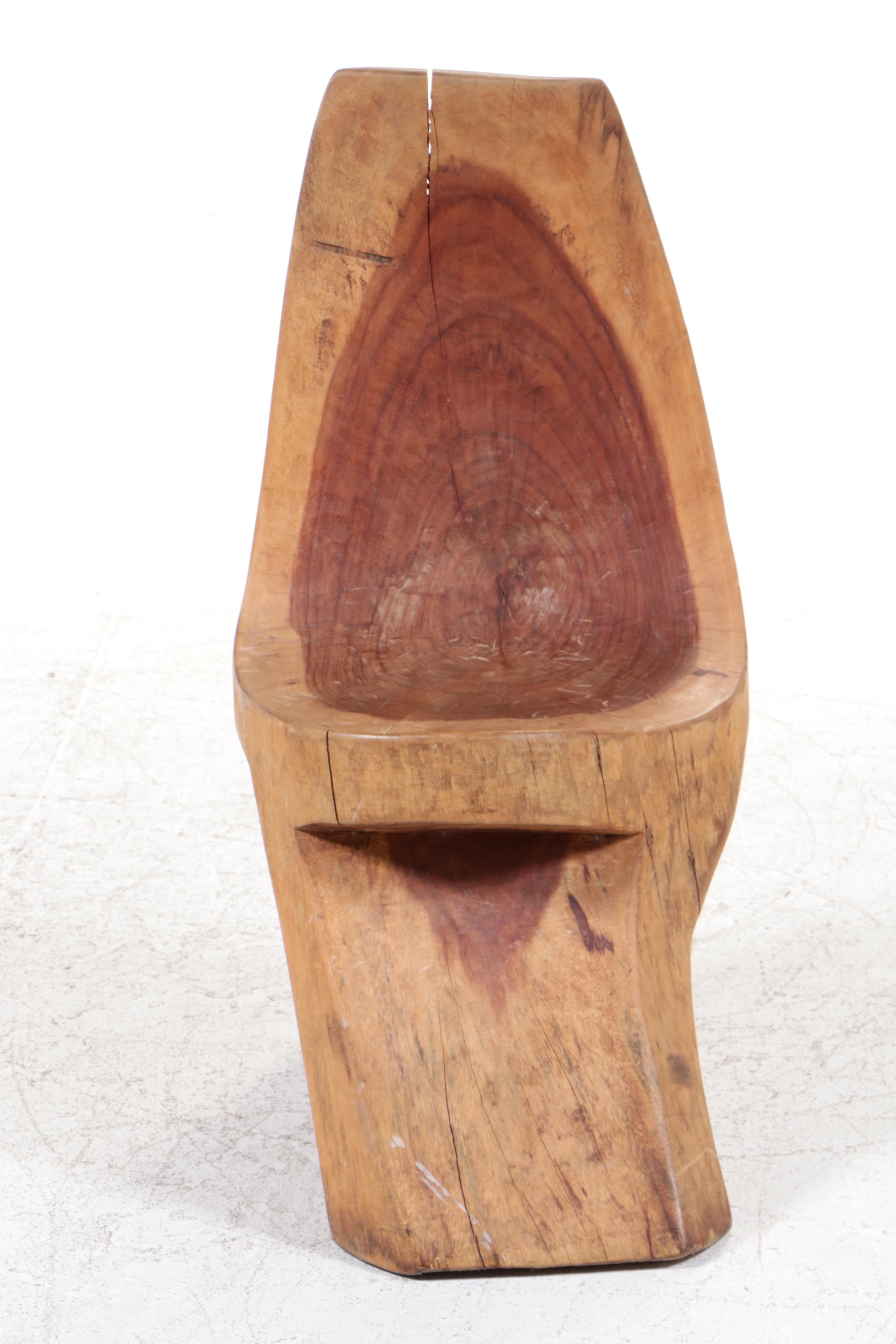 Rustic Carved Hardwood Stump Chair