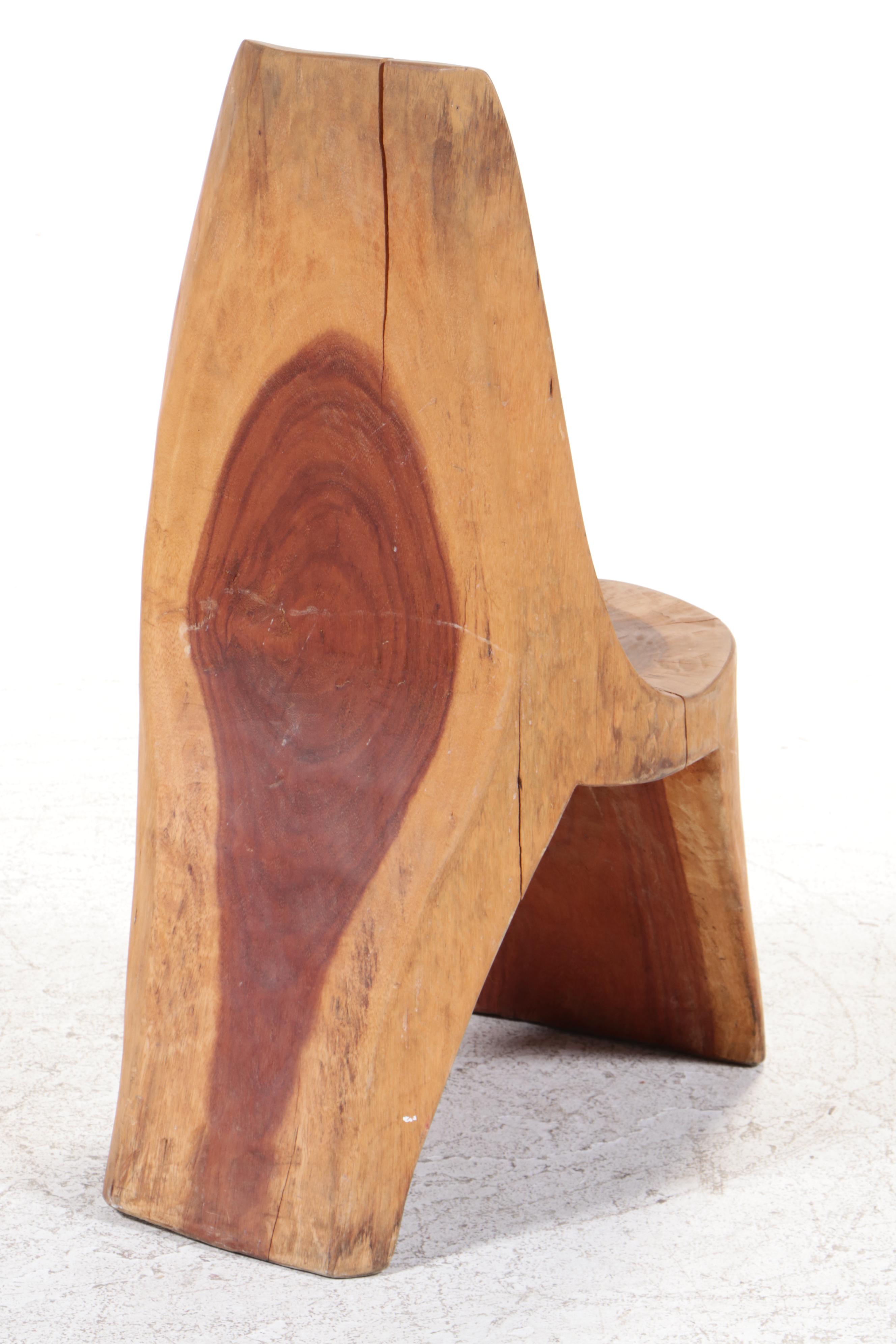 Rustic Carved Hardwood Stump Chair