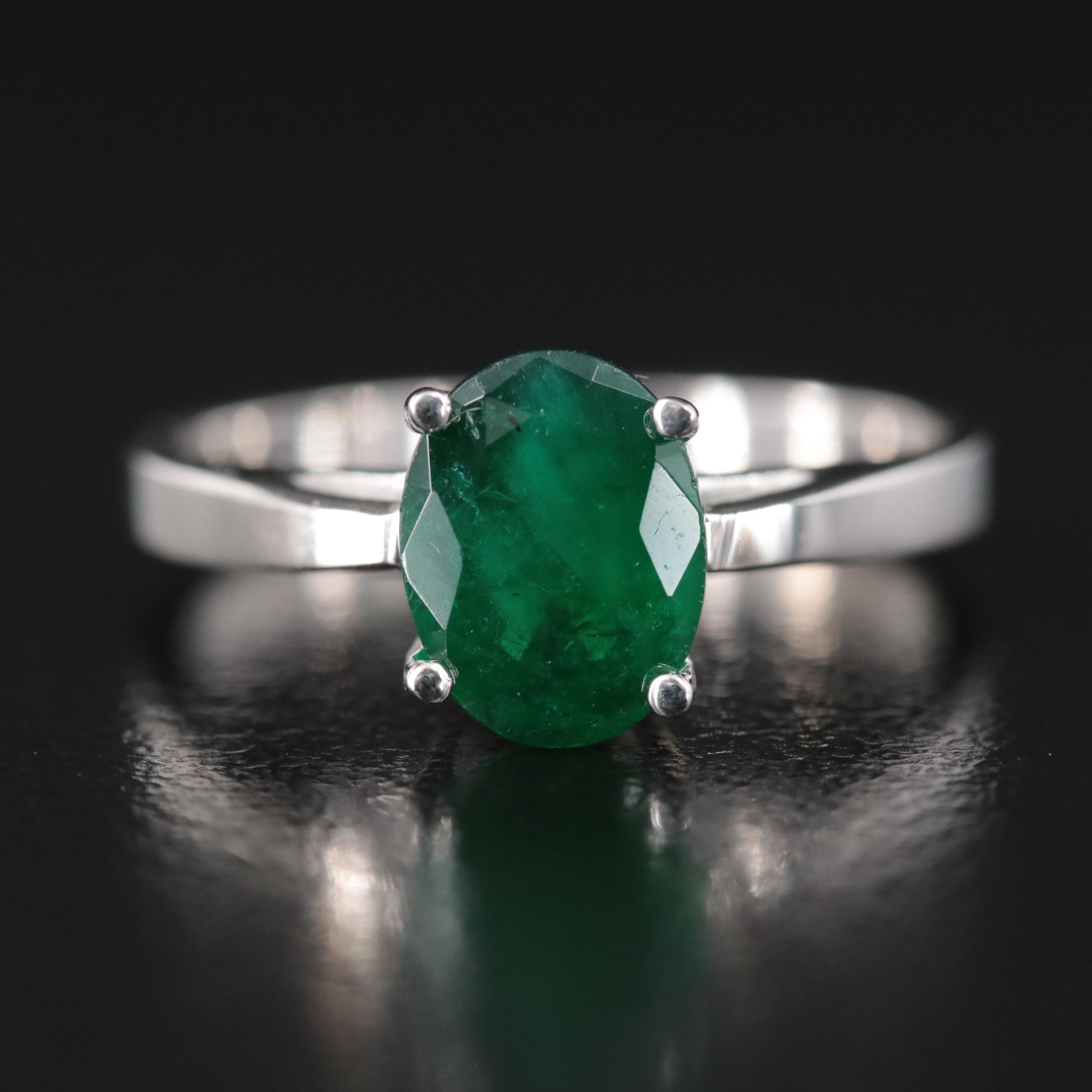 14K 1.36 CT Emerald Solitaire Ring