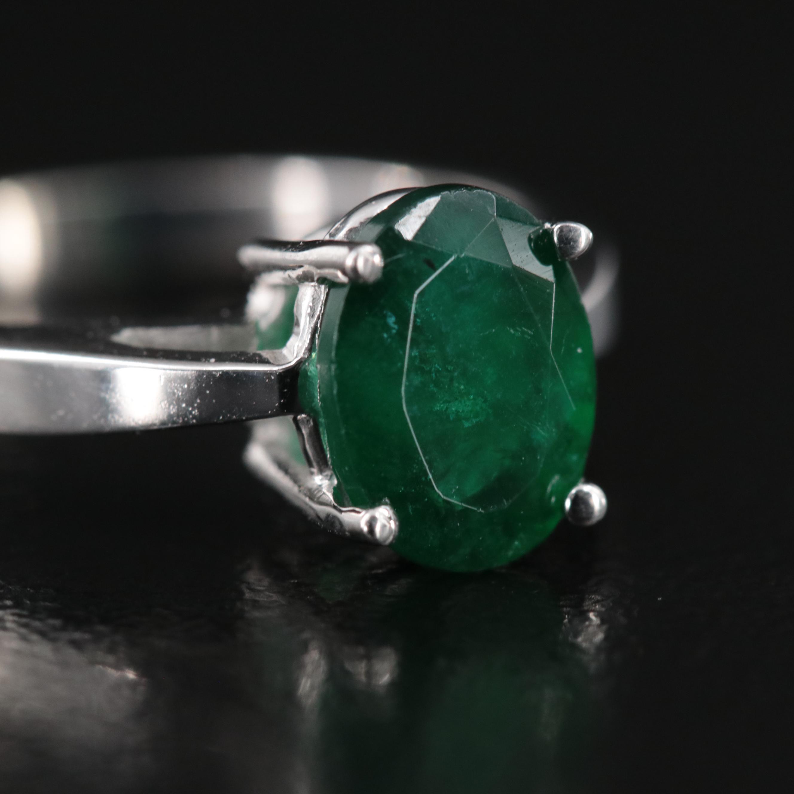 14K 1.36 CT Emerald Solitaire Ring