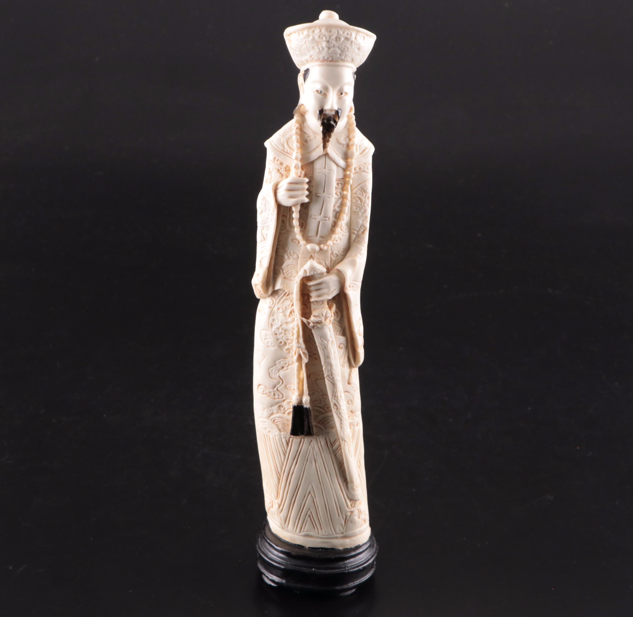 Chinese Carved Resin Emperor and Empress Figurines