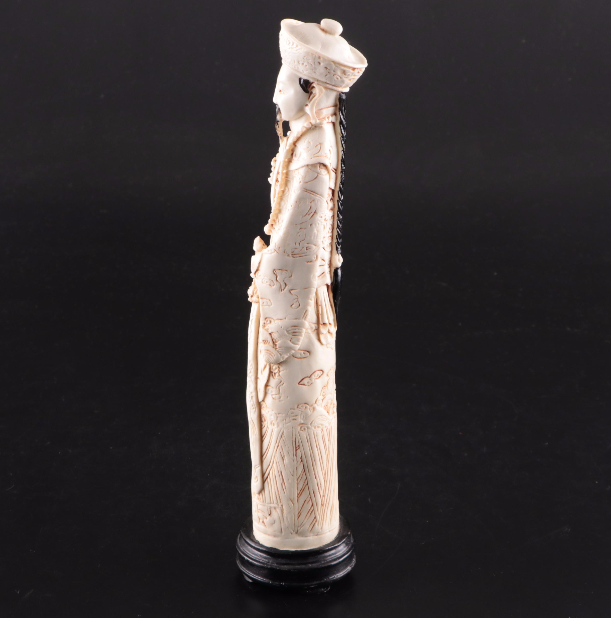 Chinese Carved Resin Emperor and Empress Figurines