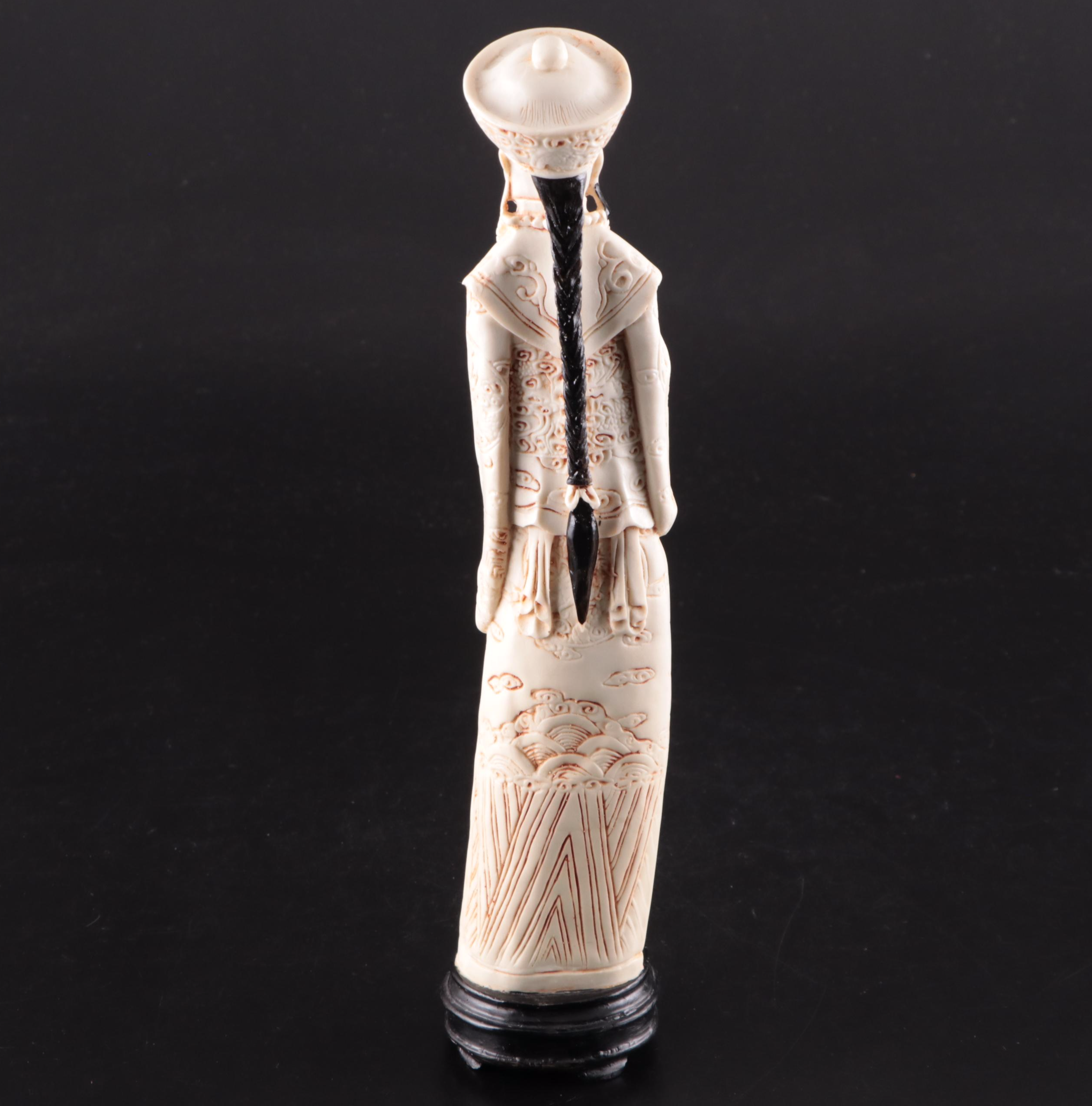 Chinese Carved Resin Emperor and Empress Figurines