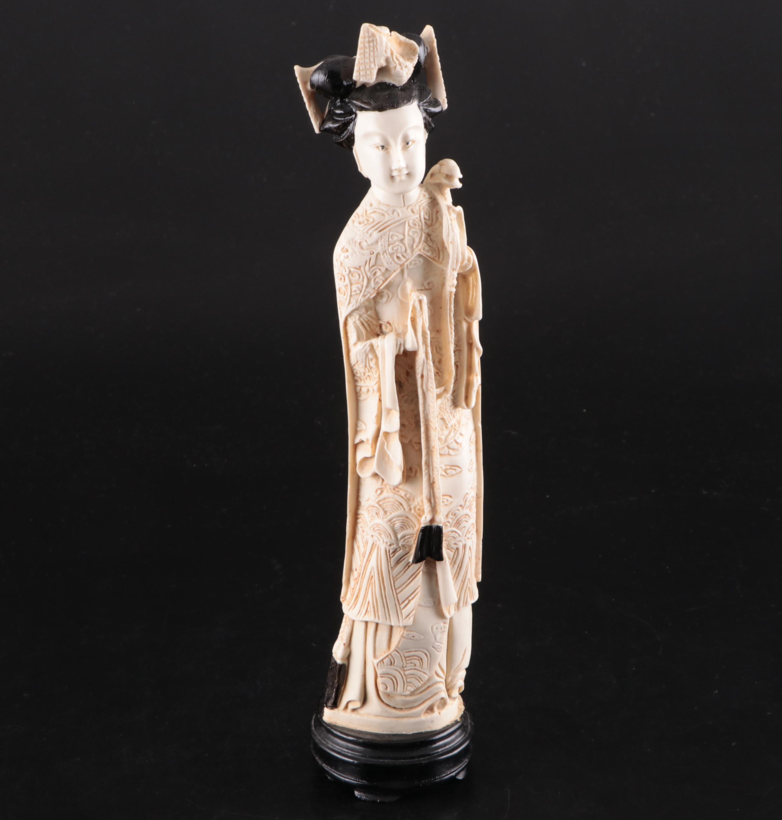 Chinese Carved Resin Emperor and Empress Figurines