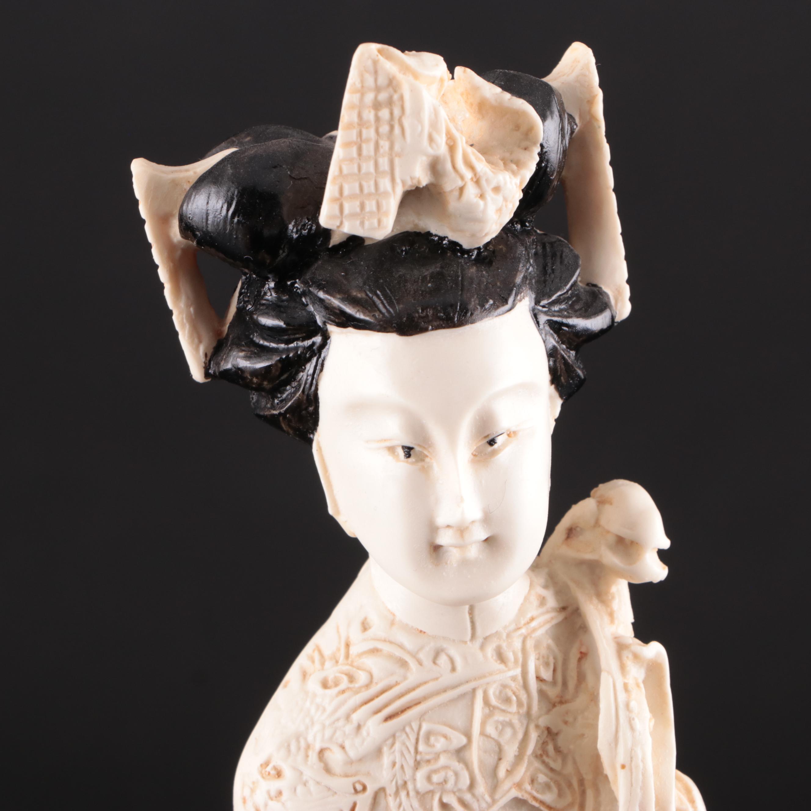 Chinese Carved Resin Emperor and Empress Figurines