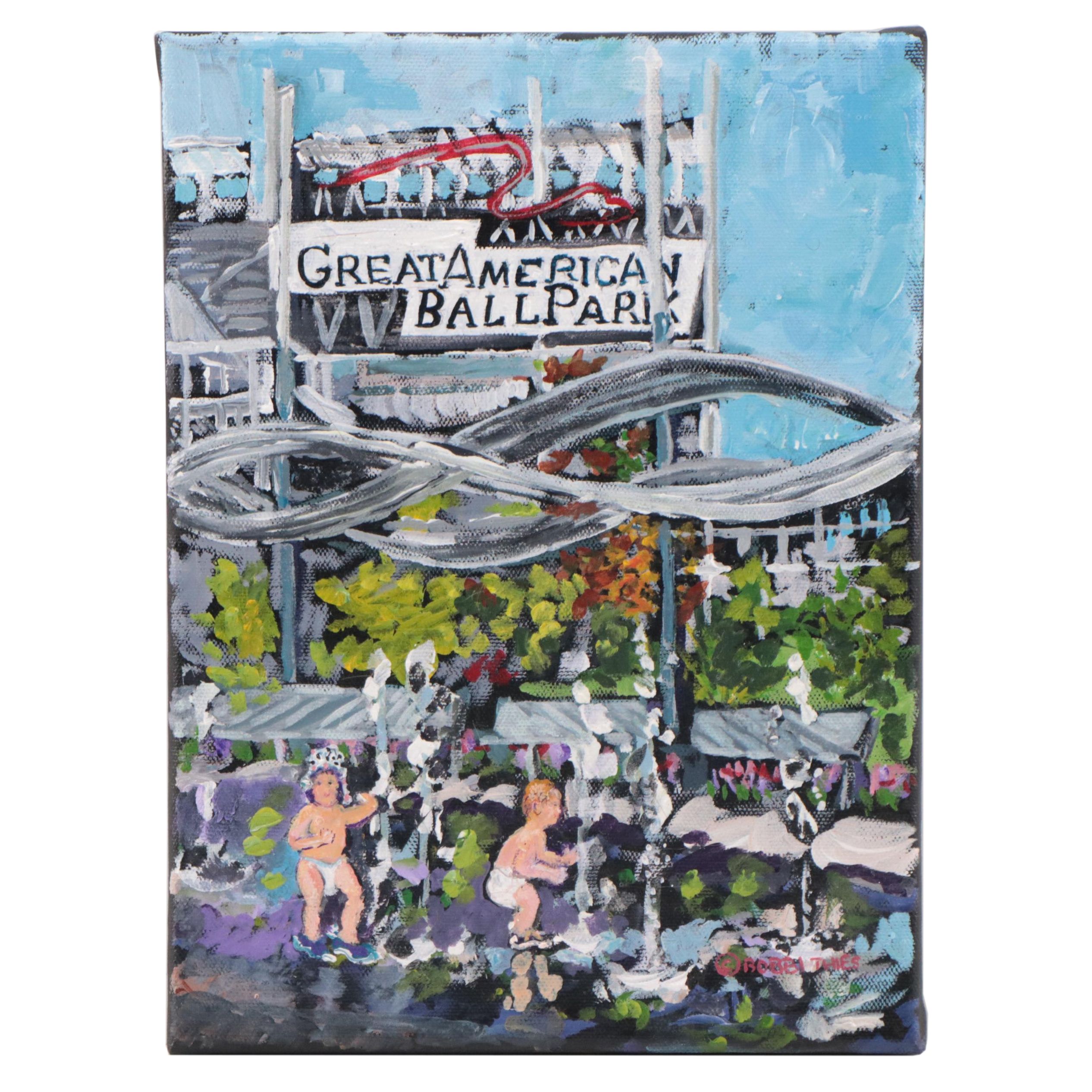 Bobbi Thies Great American Ball Park Acrylic Painting, 21st Century