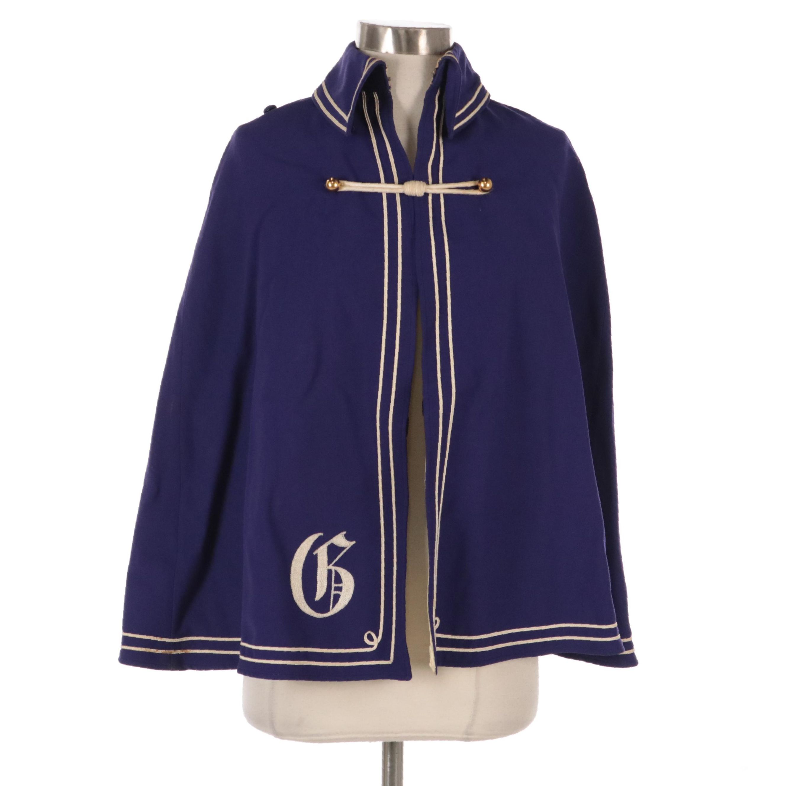 DeMoulin Bros. & Co. Marching Band Cape in Purple Wool, Circa 1940 EBTH