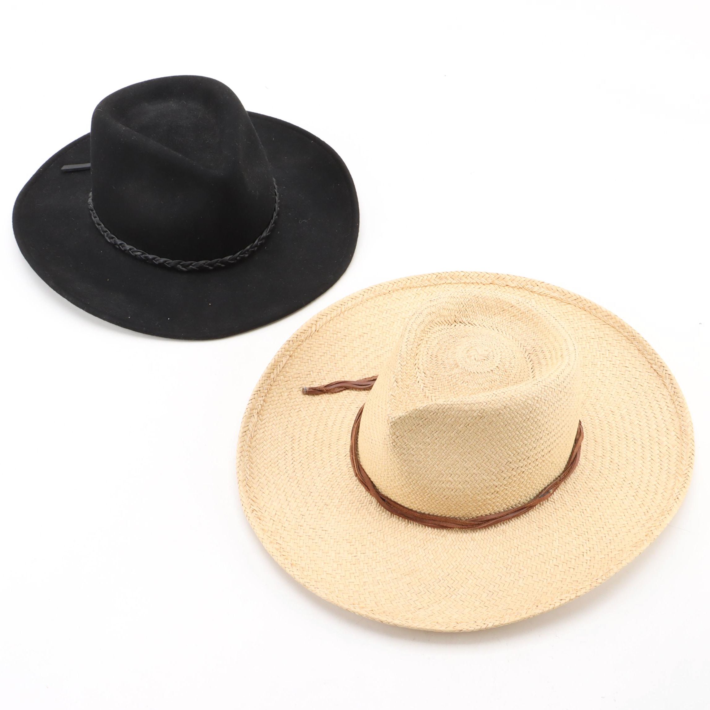 Stetson Straw and Other Fur Felt Pinch Front Western Hats