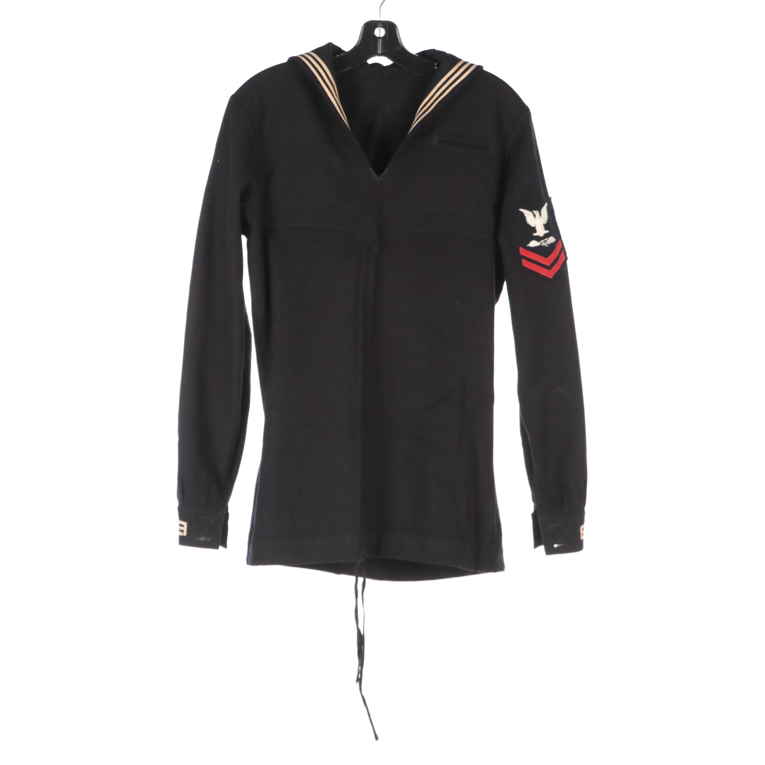 WWII Era US Navy Men's Dress Blue Service Uniform, Peacoat, and Caps