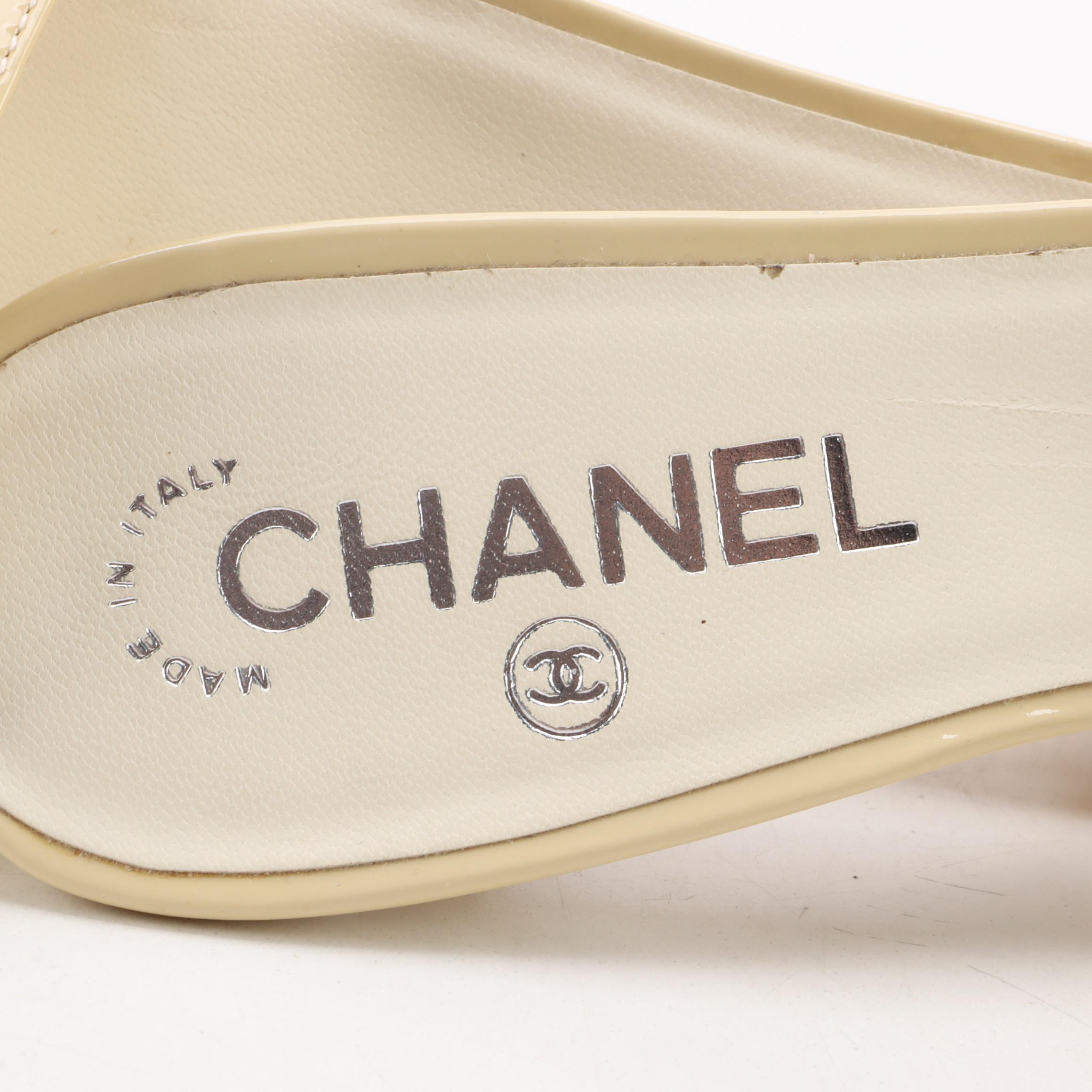 Chanel Mule Sandals in Patent Leather with CC Charm Detail