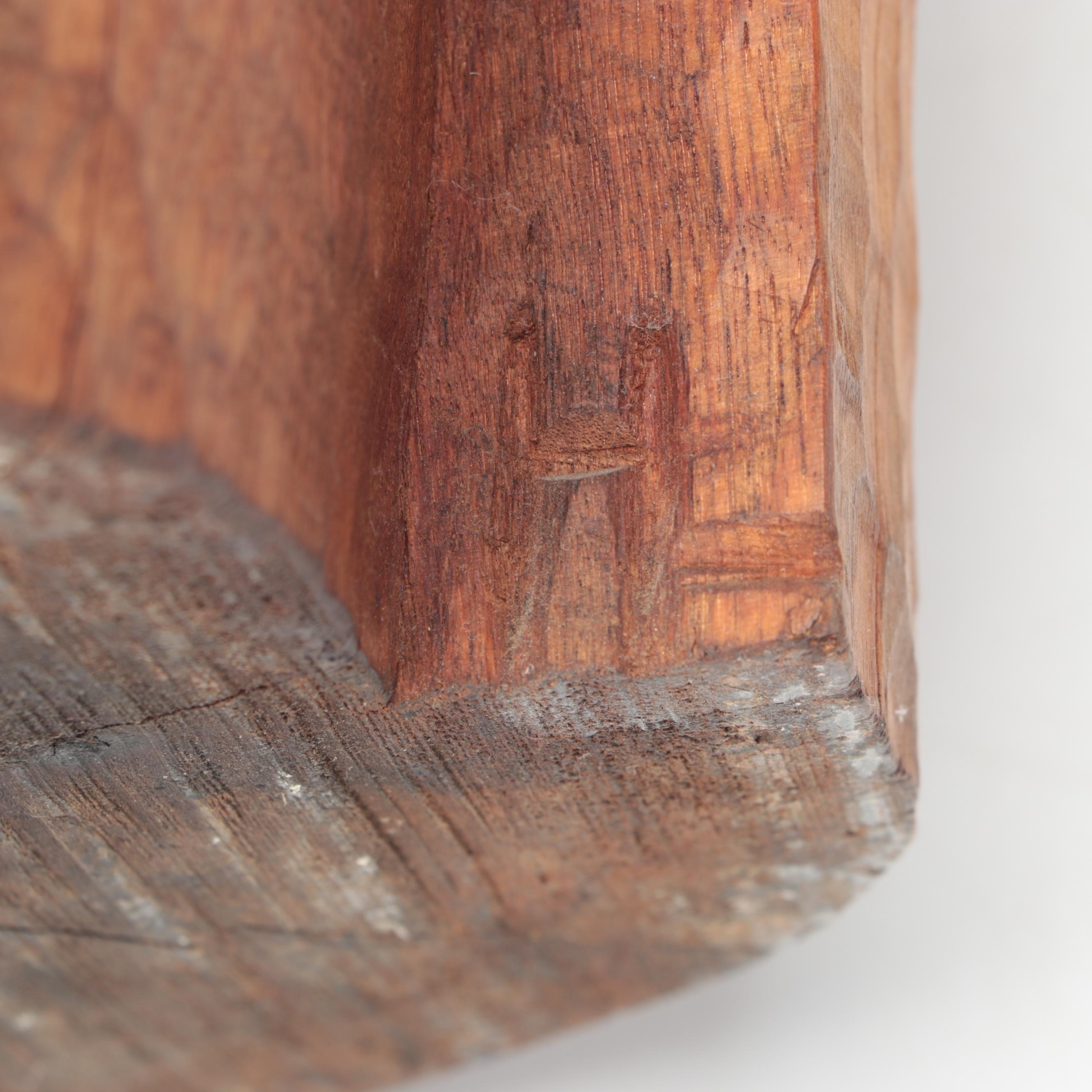 Carved Wood Sculpture of Figure Showing the Peace Sign