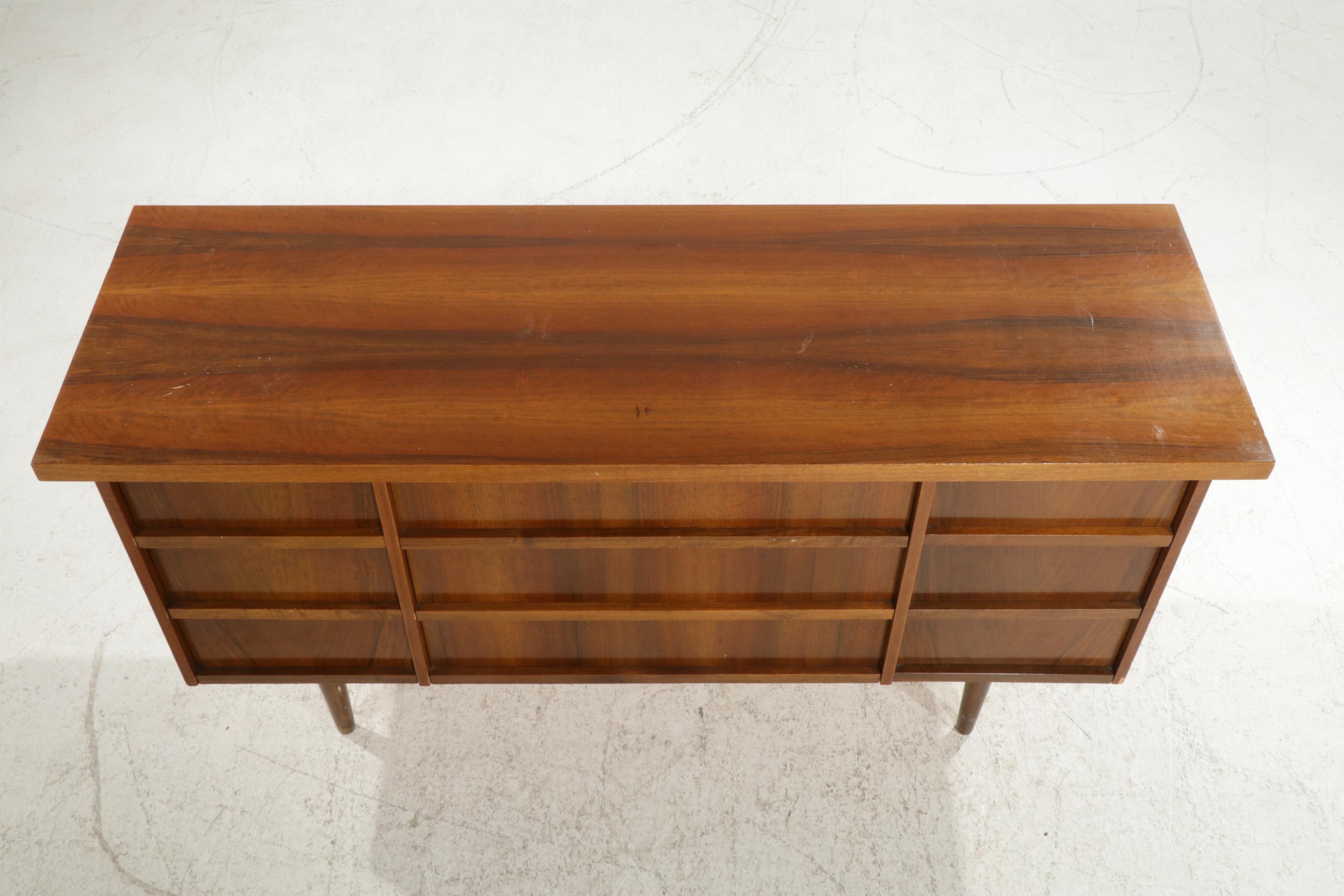 Mid Century Modern Style Walnut Eight Drawer Credenza, Mid to Late 20th Century