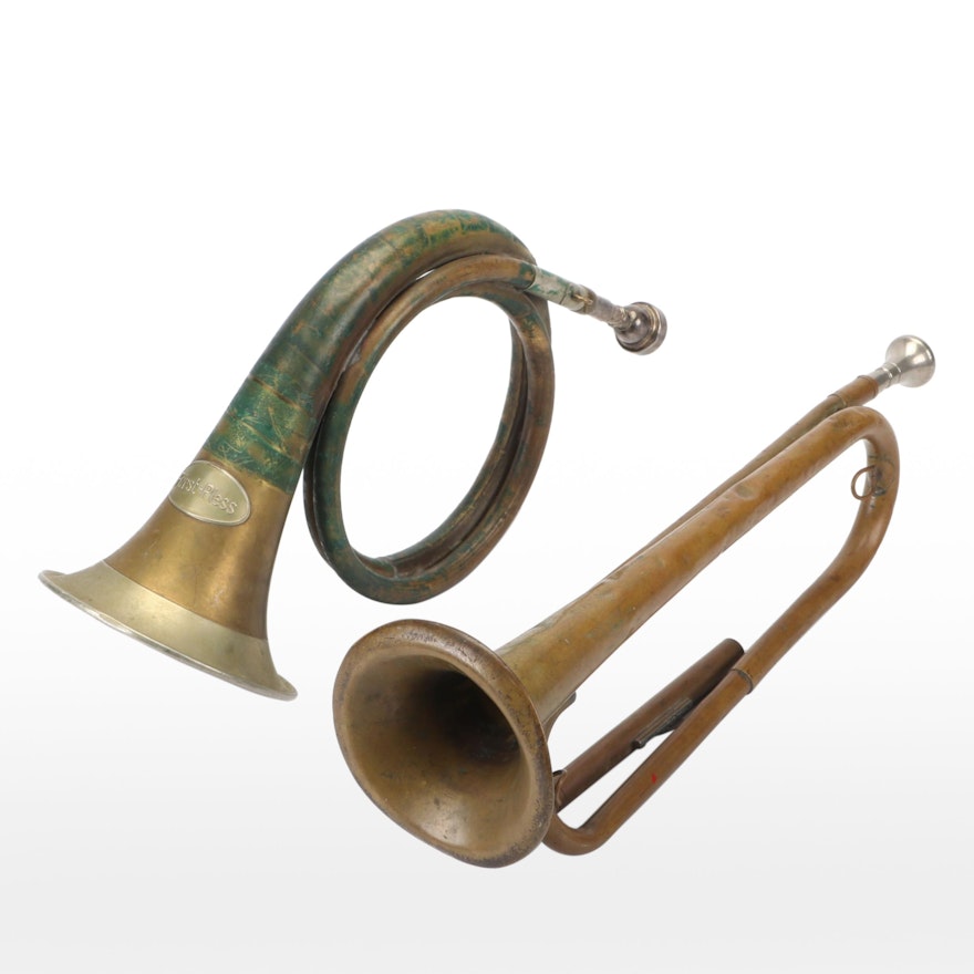 Fürst-Pless German Brass Hunting Horn with Rexcraft Boy Scouts Bugle