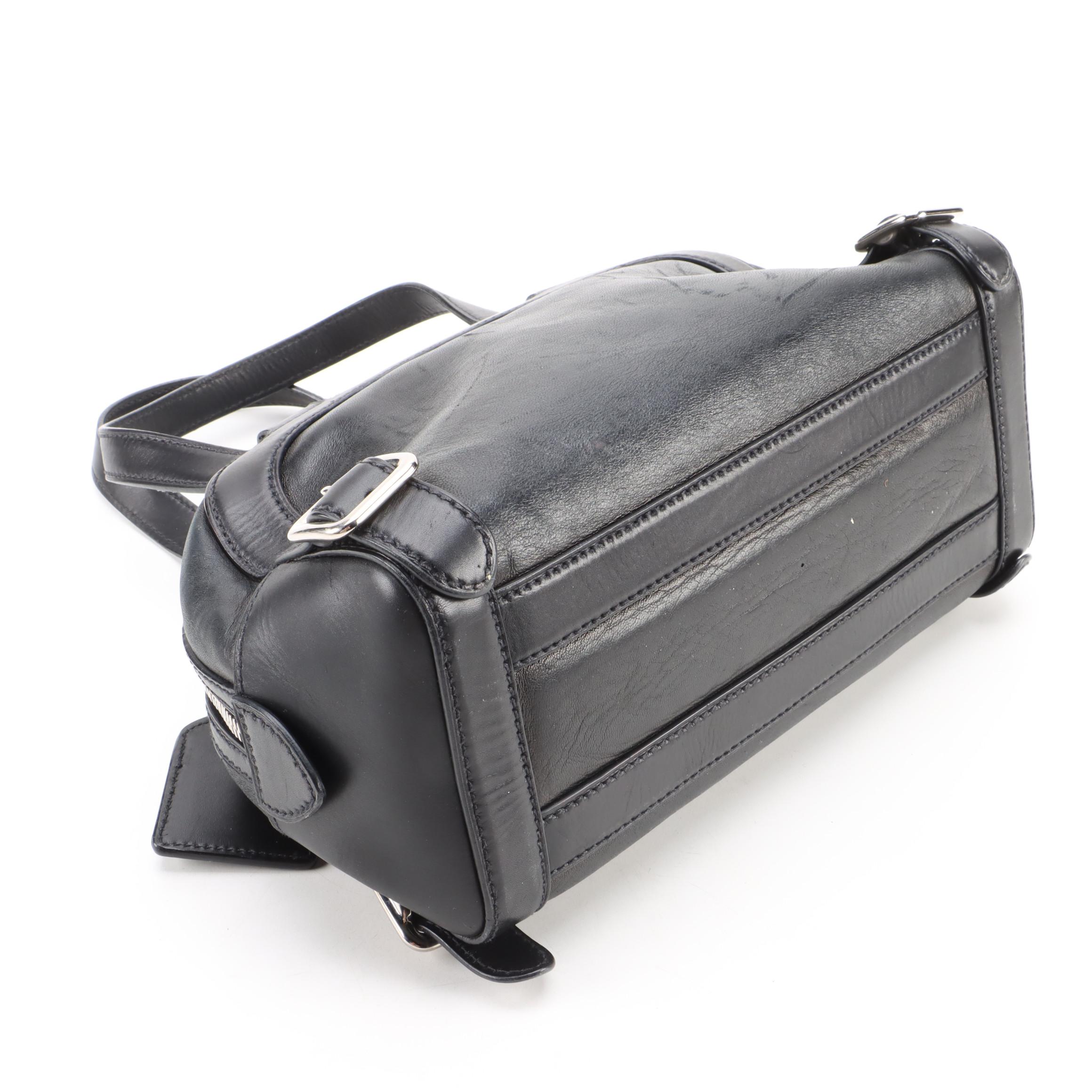 Prada Black Lambskin Leather Double Zip Shoulder Bag