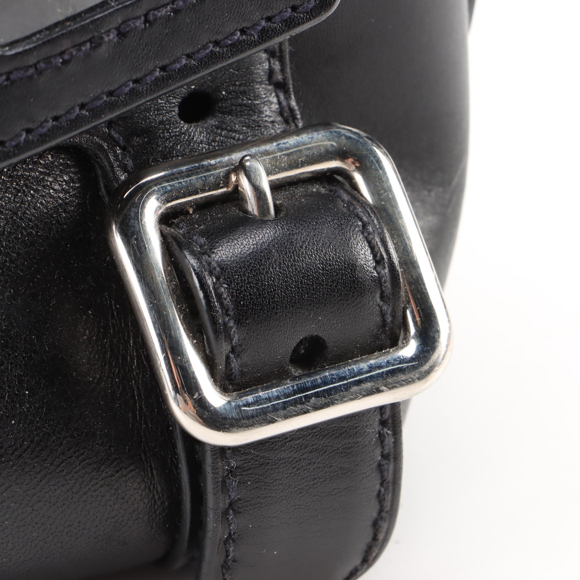 Prada Black Lambskin Leather Double Zip Shoulder Bag