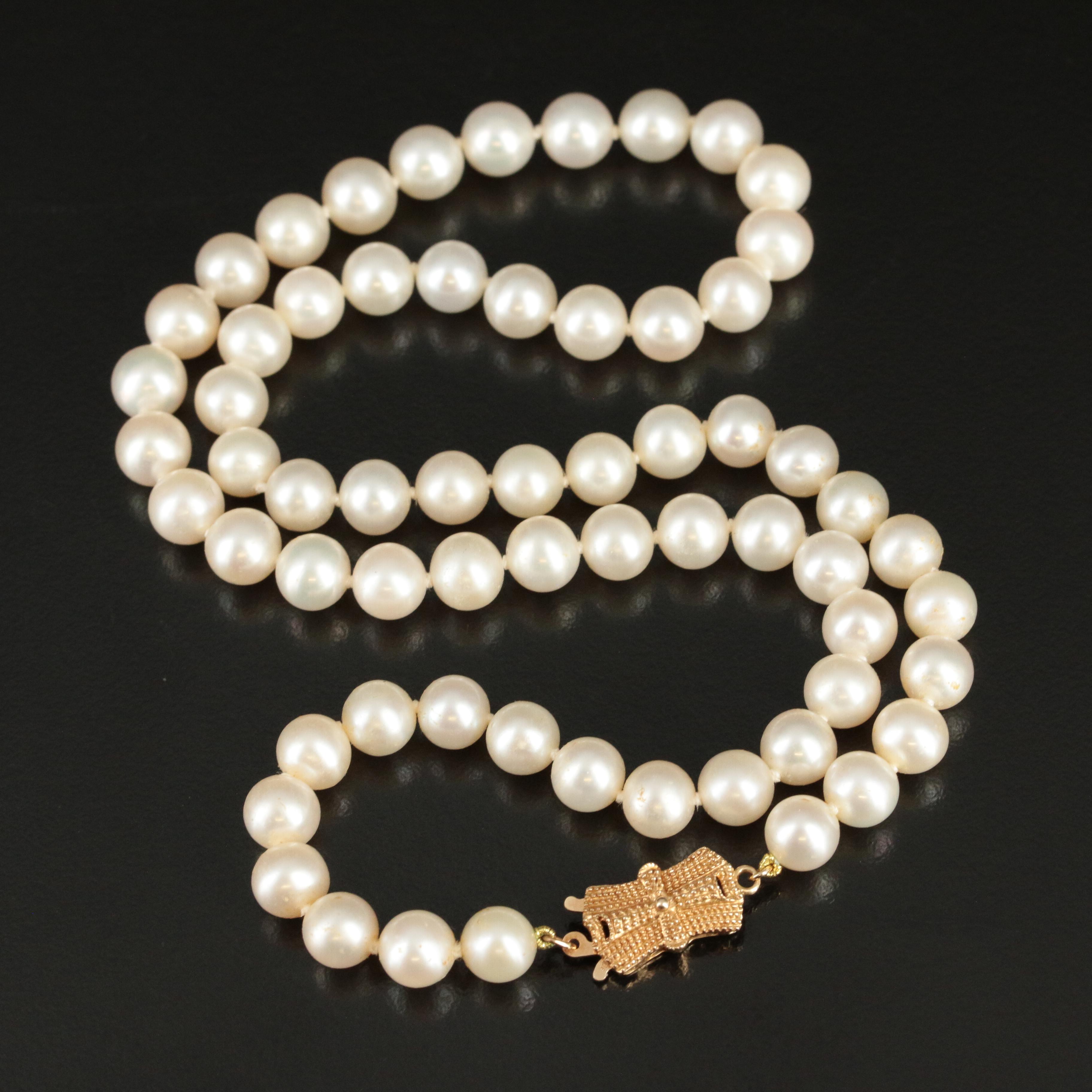 Blue Lagoon Pearl Necklace with a 14K Clasp