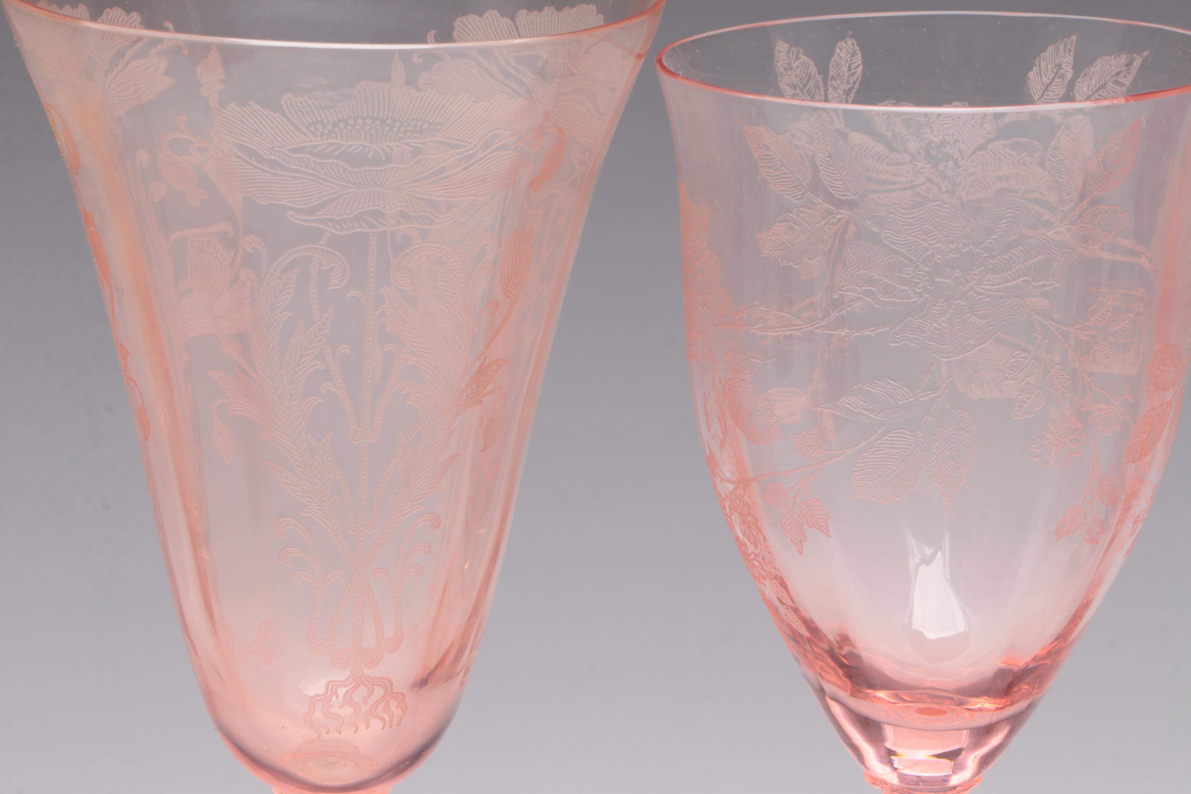 Tiffin-Franciscan "Flanders Pink" Stemware and Other Pink Glass Tableware