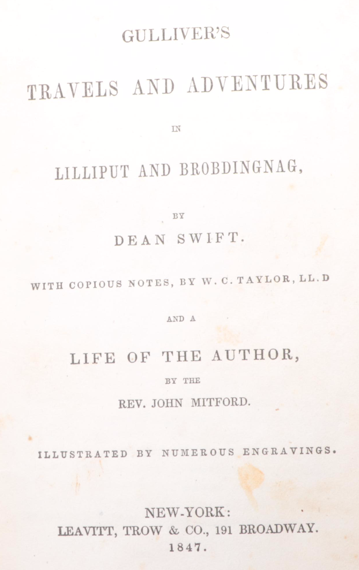Illustrated "Gulliver's Travels" by Jonathan Swift, 1847
