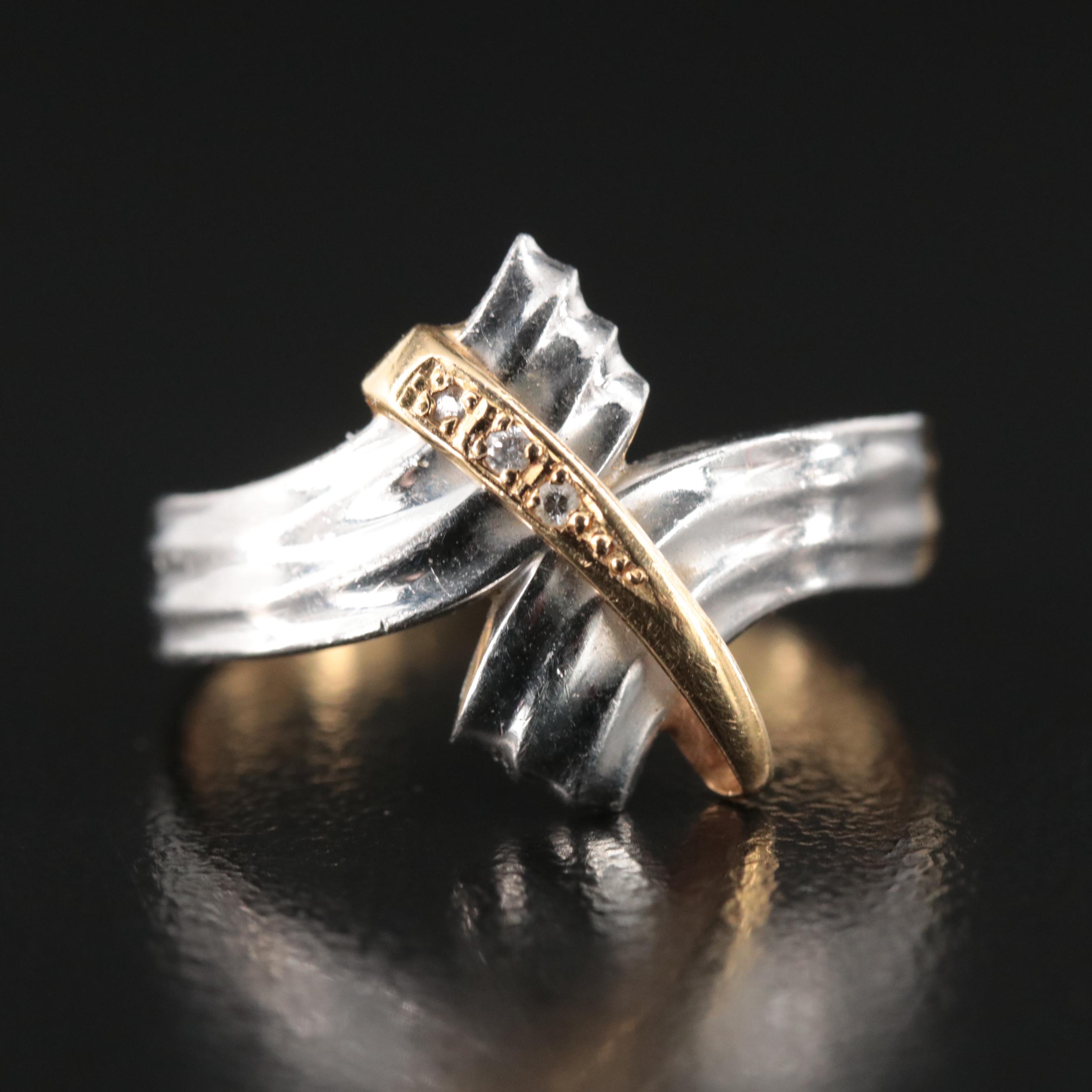 Platinum and 18K 0.02 CTW Diamond Bypass Ring