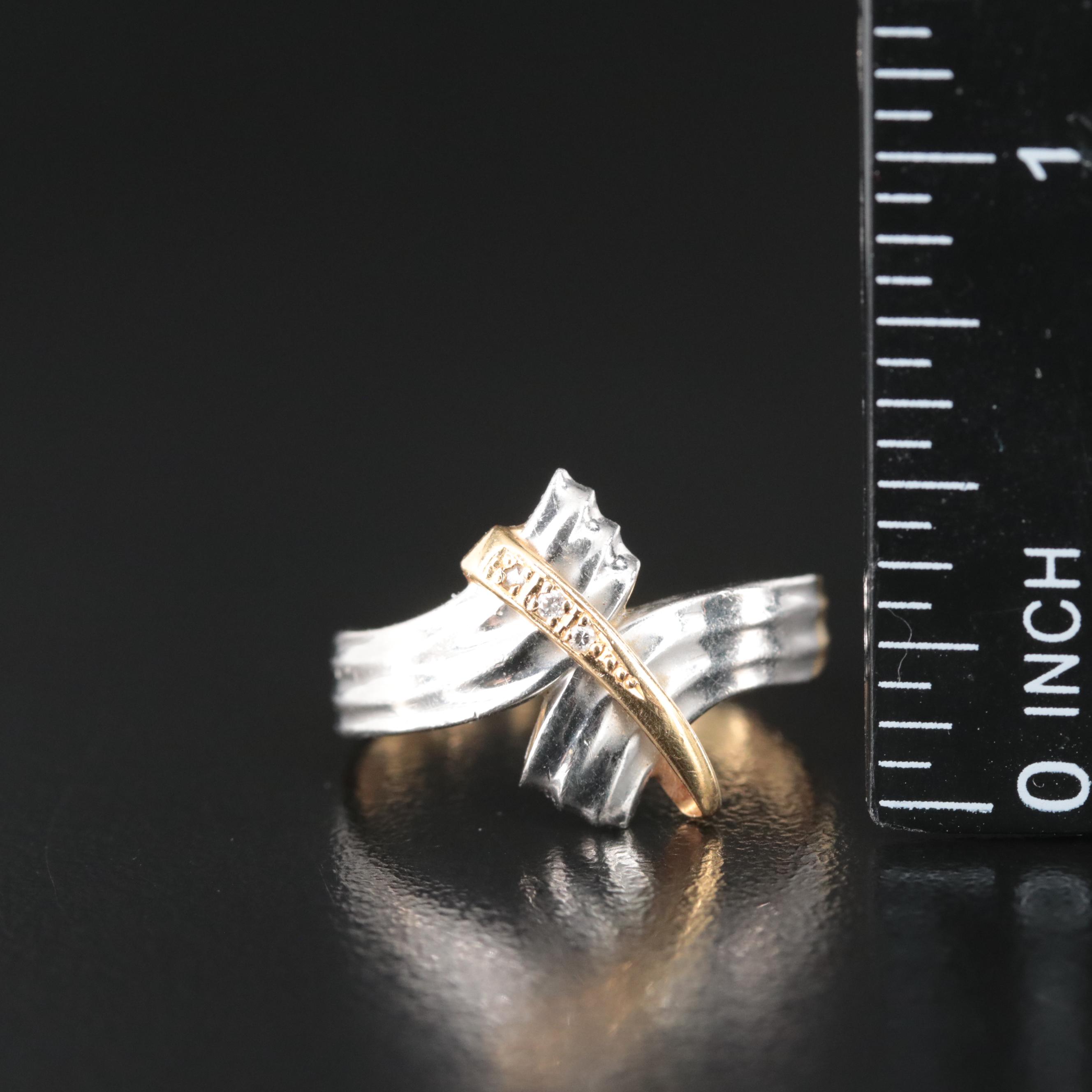Platinum and 18K 0.02 CTW Diamond Bypass Ring