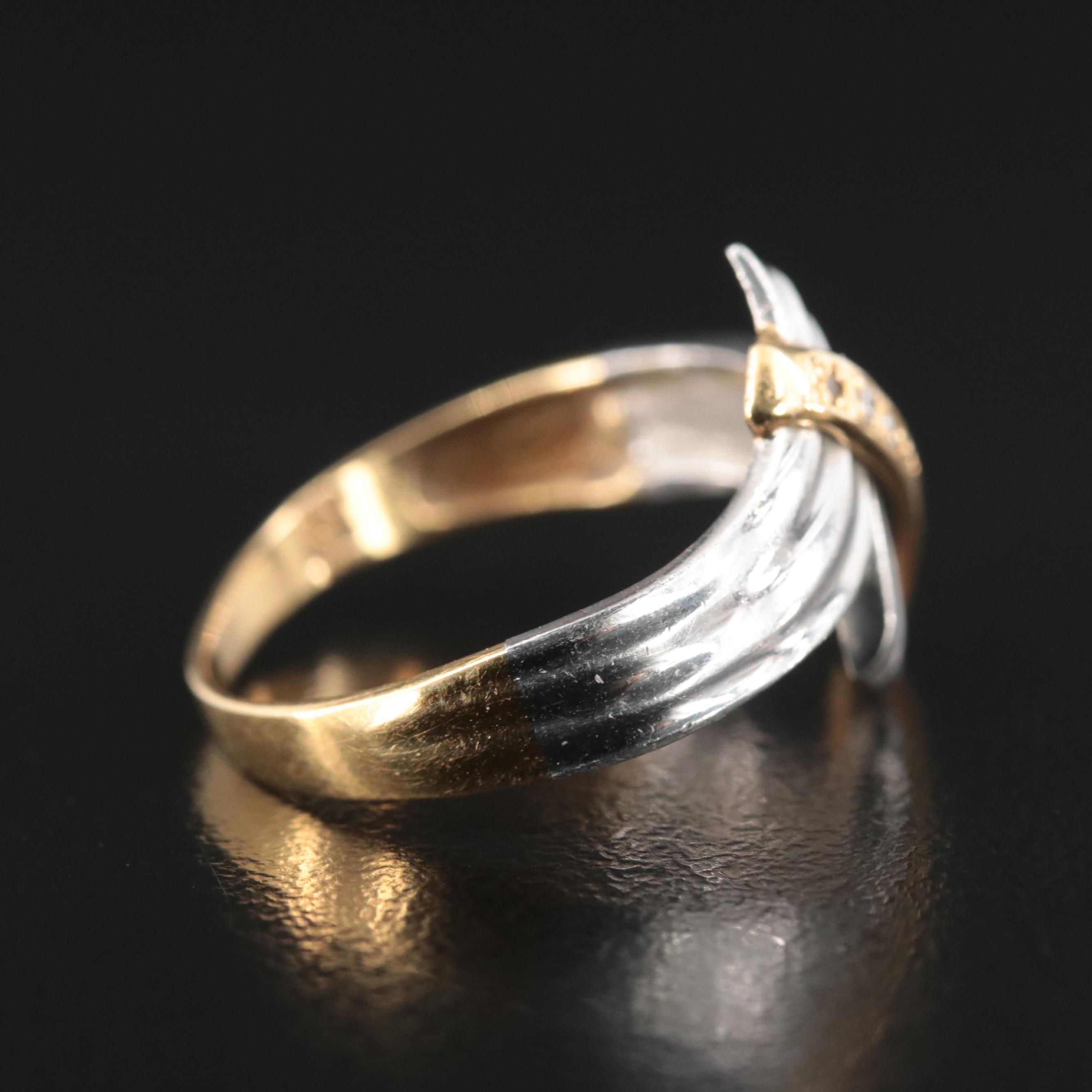 Platinum and 18K 0.02 CTW Diamond Bypass Ring