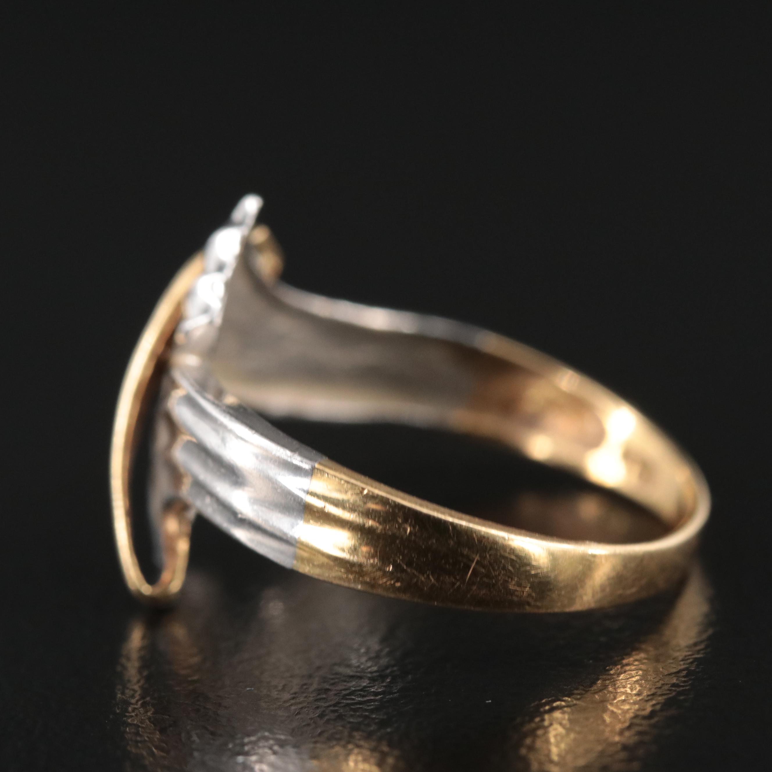 Platinum and 18K 0.02 CTW Diamond Bypass Ring