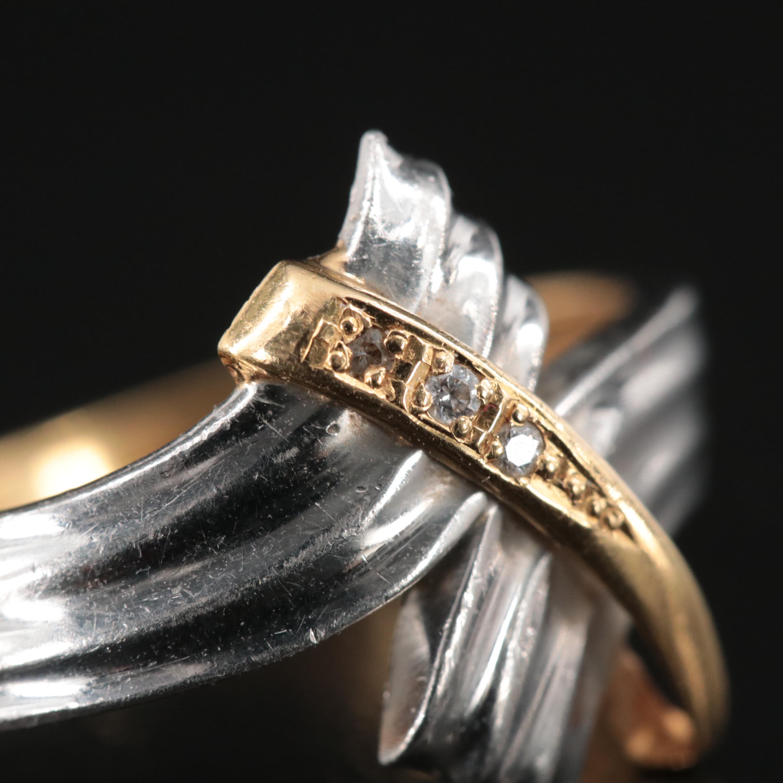 Platinum and 18K 0.02 CTW Diamond Bypass Ring