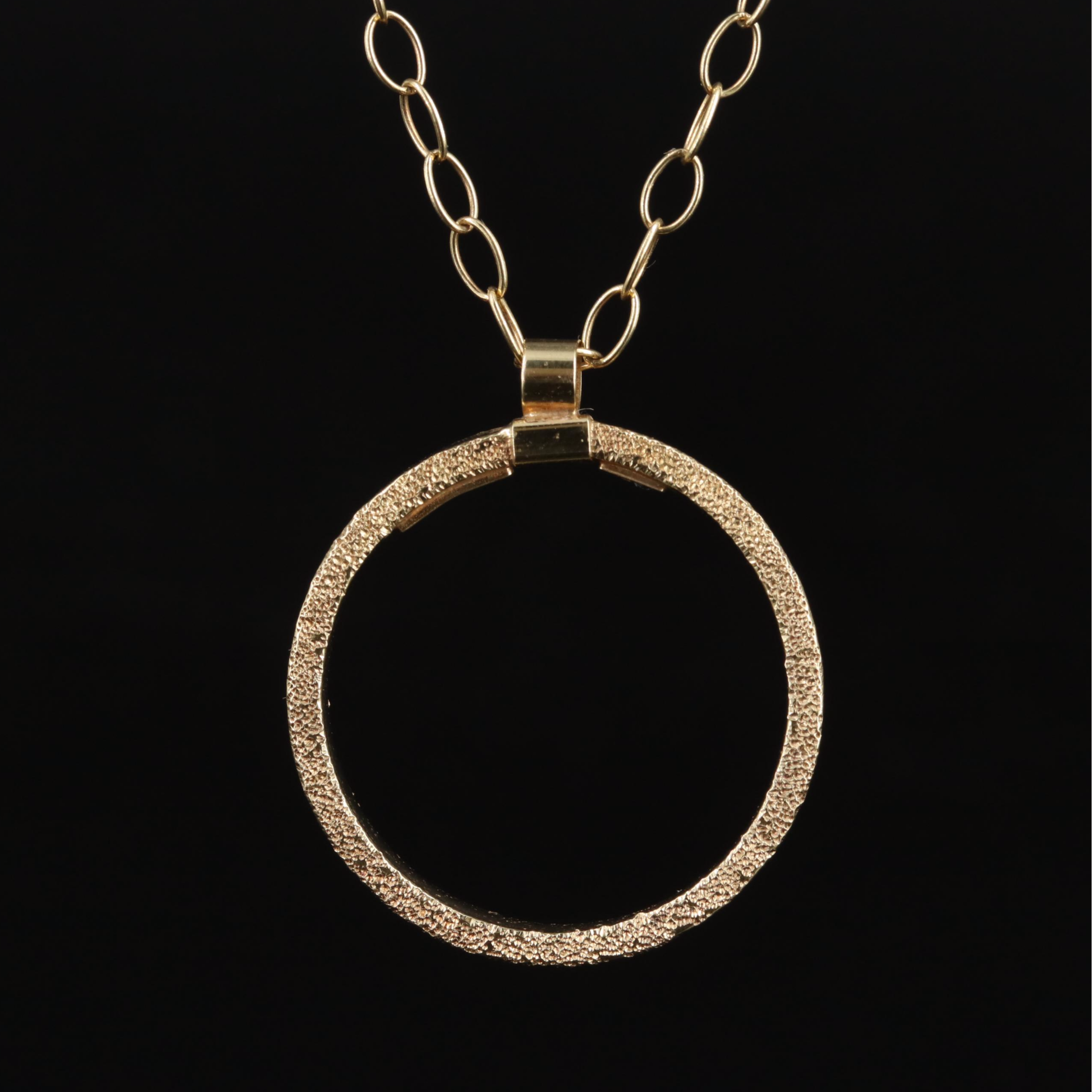14K Circle Pendant Necklace