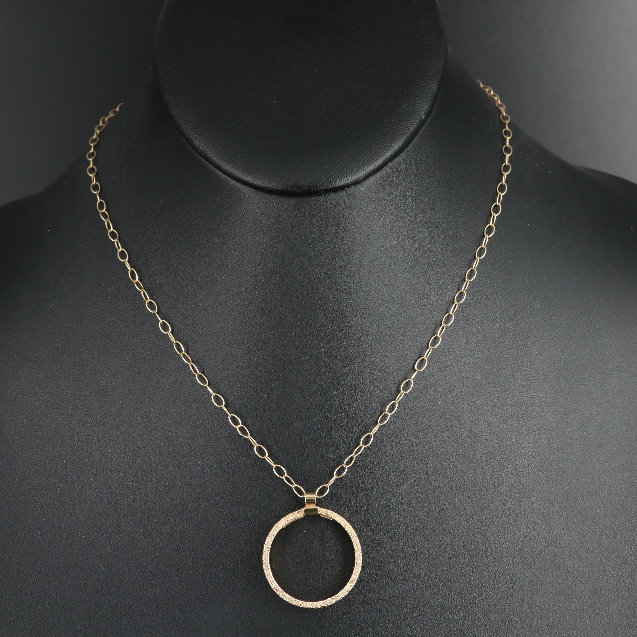 14K Circle Pendant Necklace