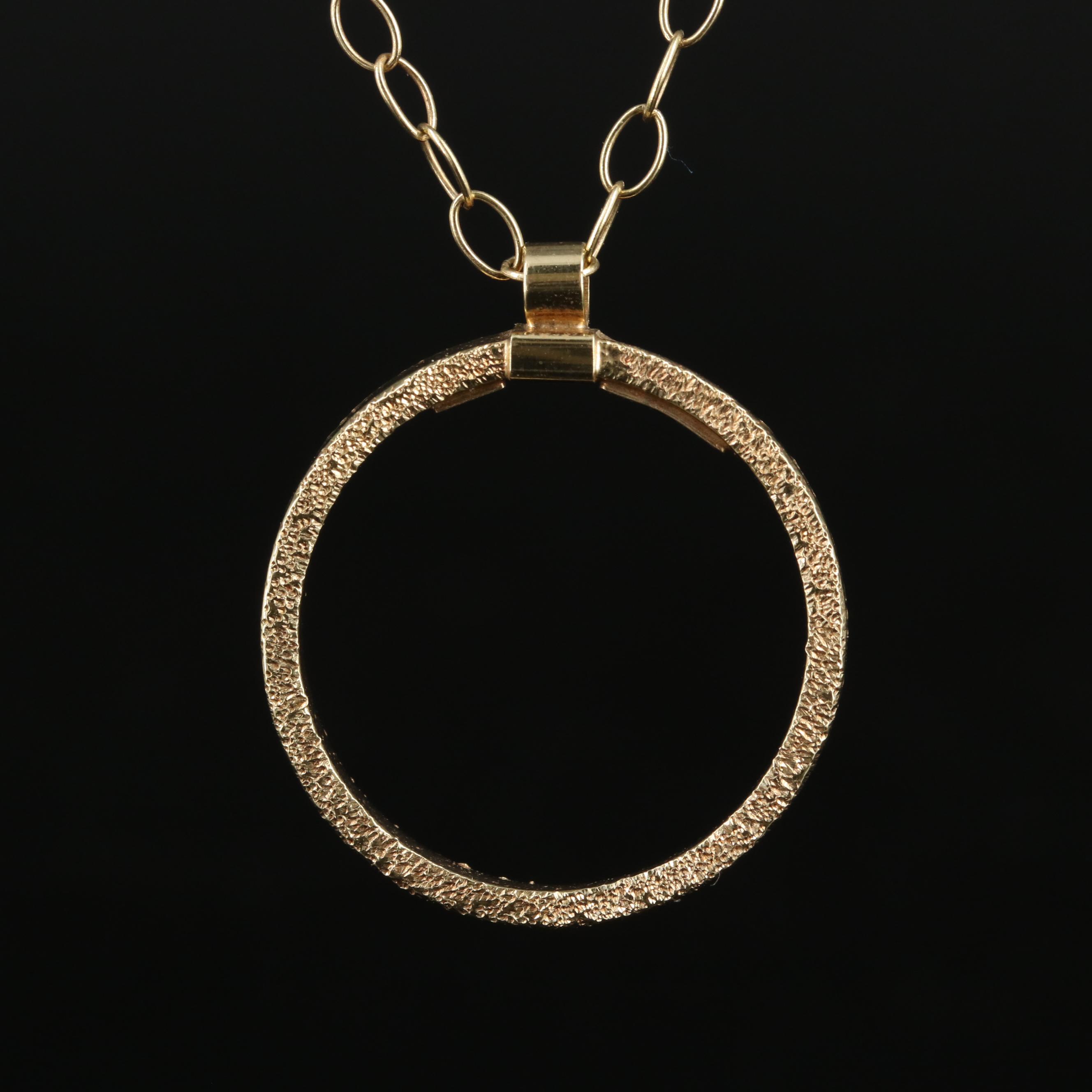 14K Circle Pendant Necklace