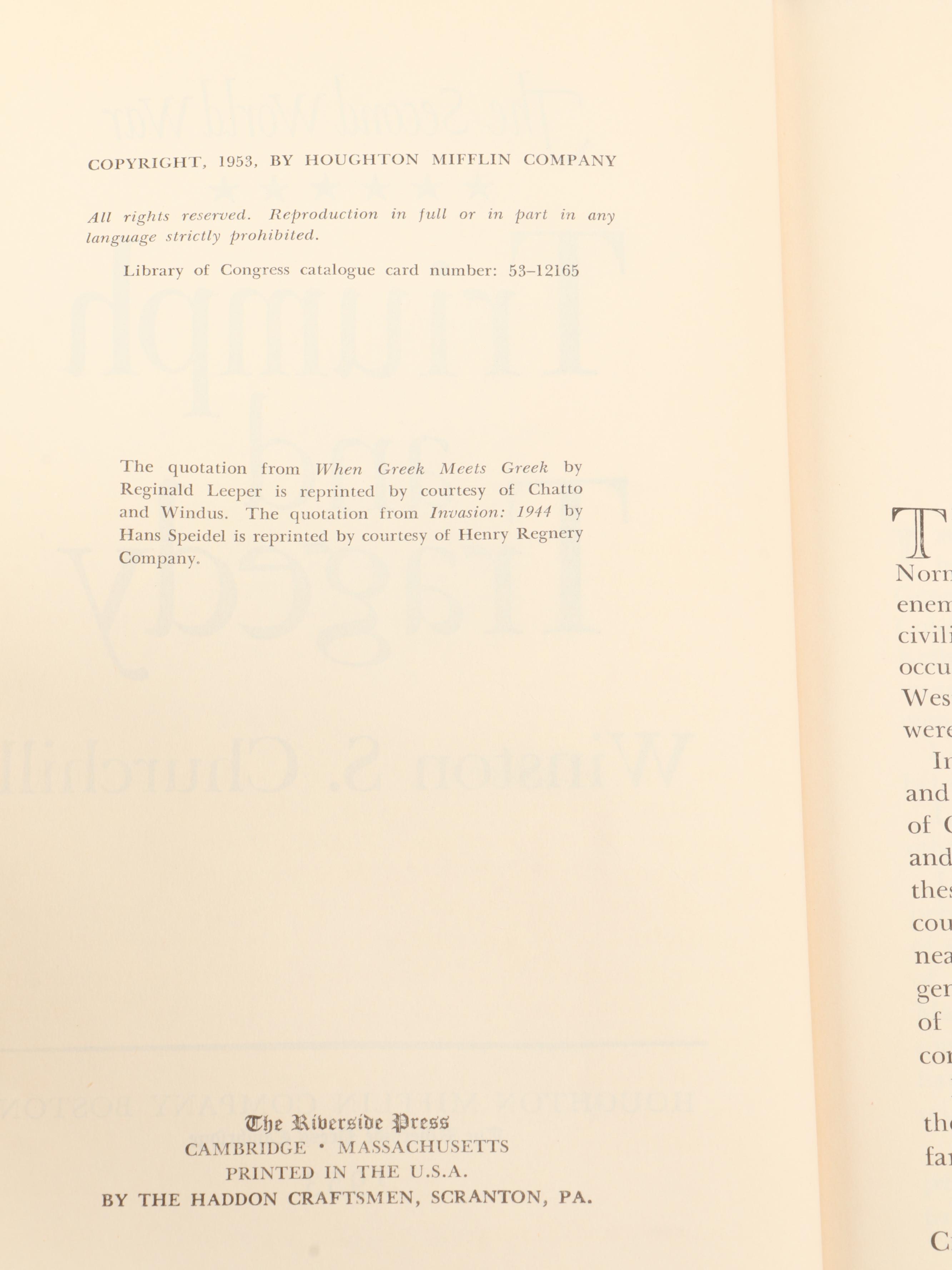 "The Second World War" Complete Six-Volume Set by Winston S. Churchill