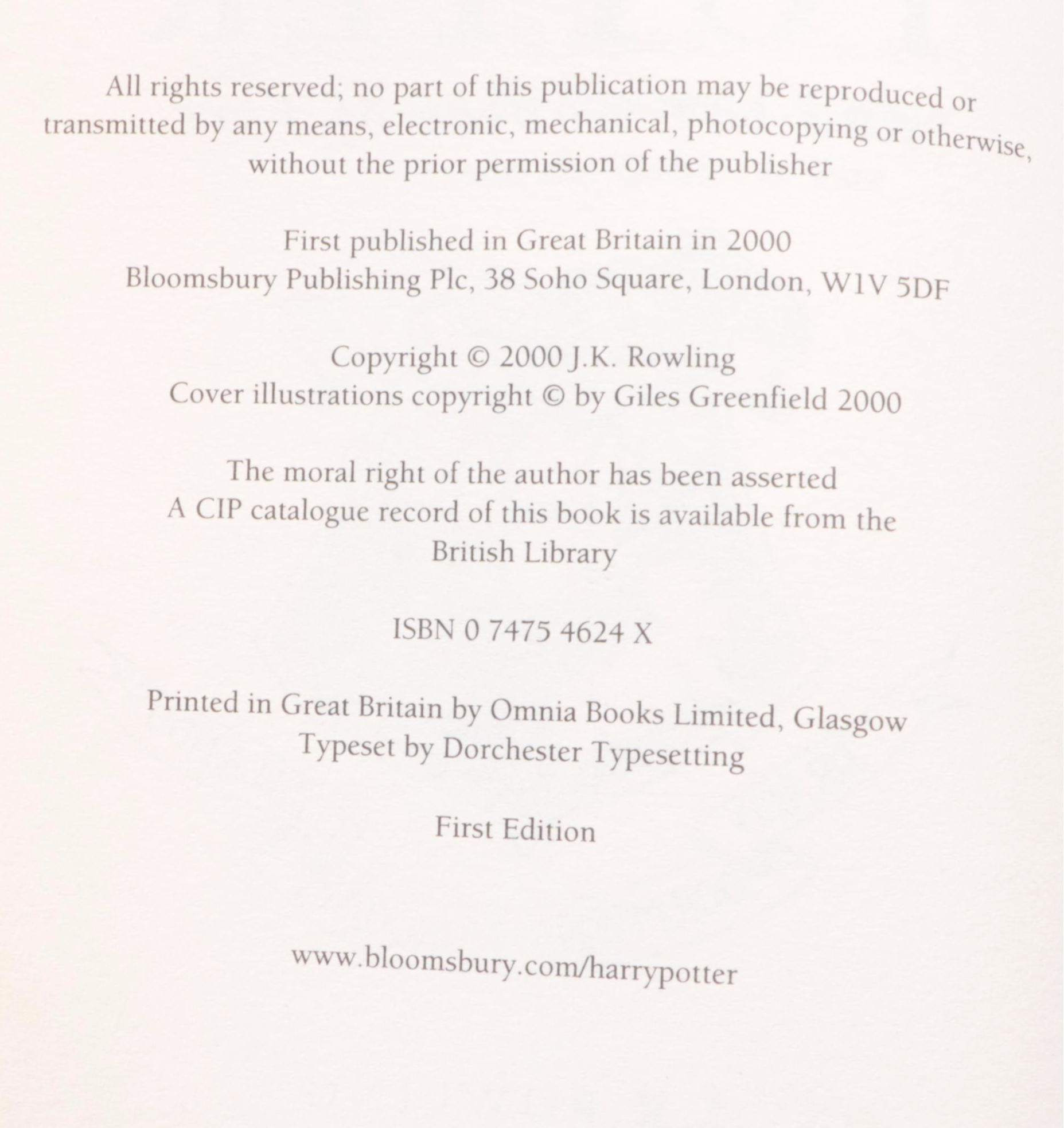 First UK Edition "Harry Potter" Partial Series by J. K. Rowling