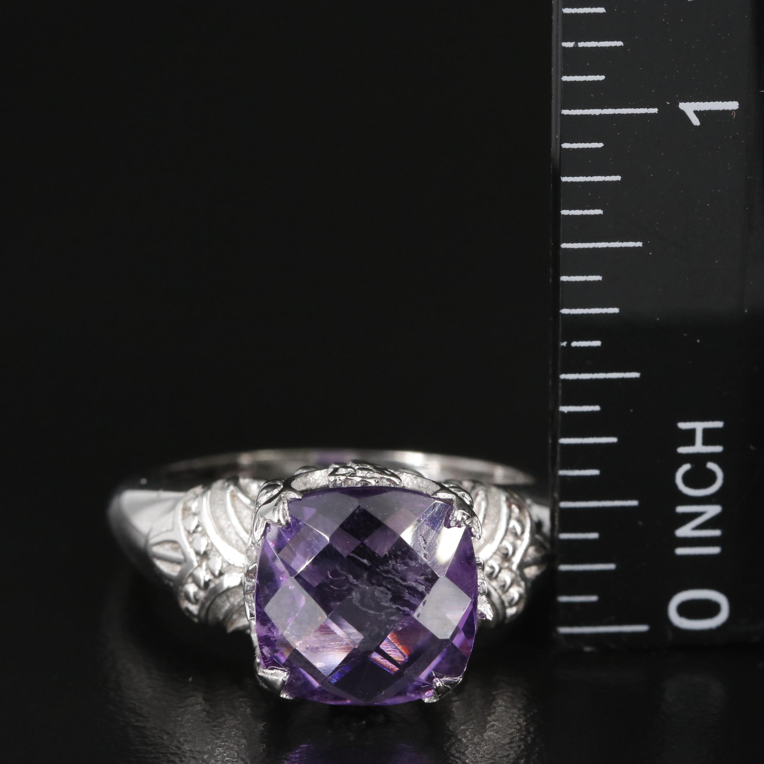 Sterling Amethyst Crown Mount Solitaire Ring