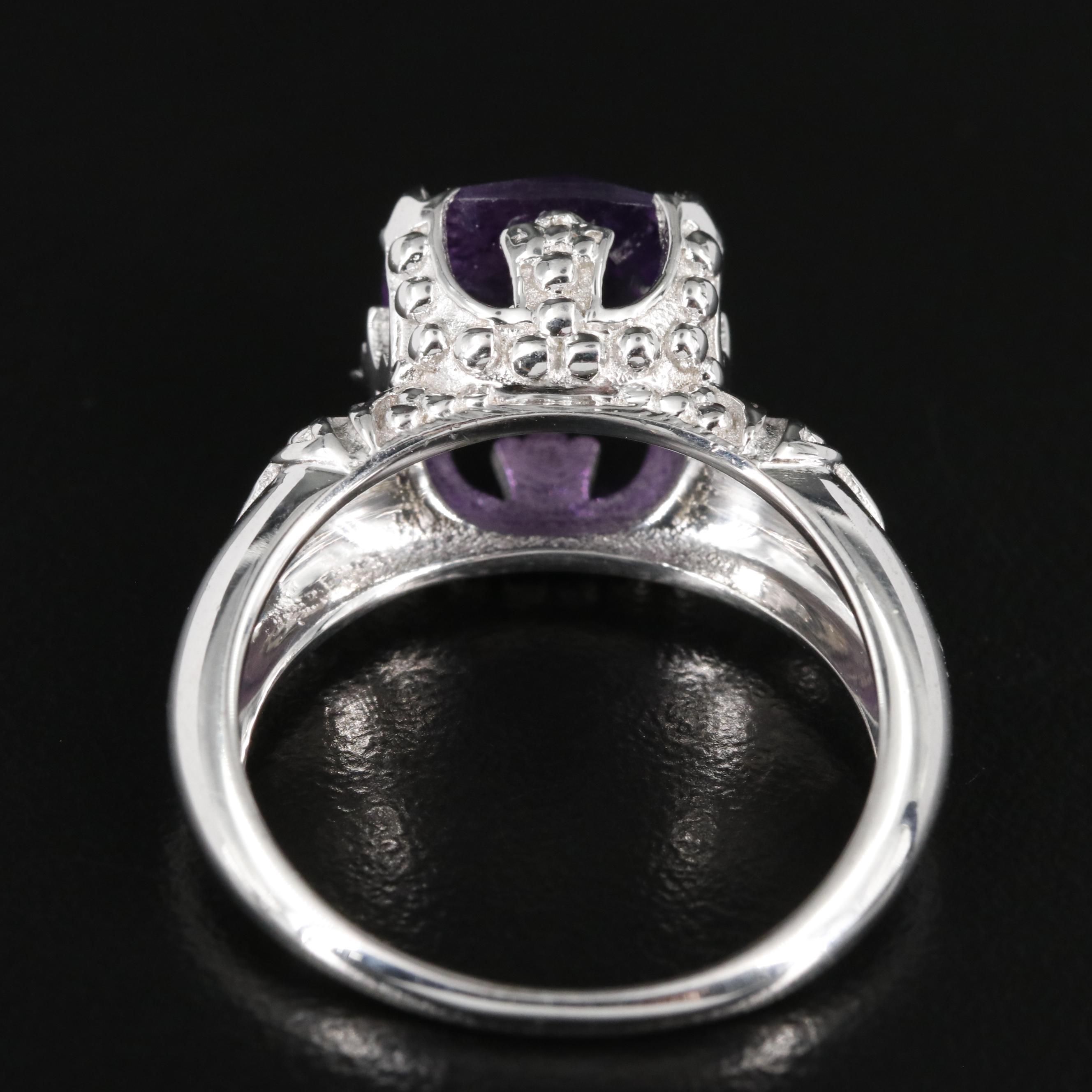 Sterling Amethyst Crown Mount Solitaire Ring