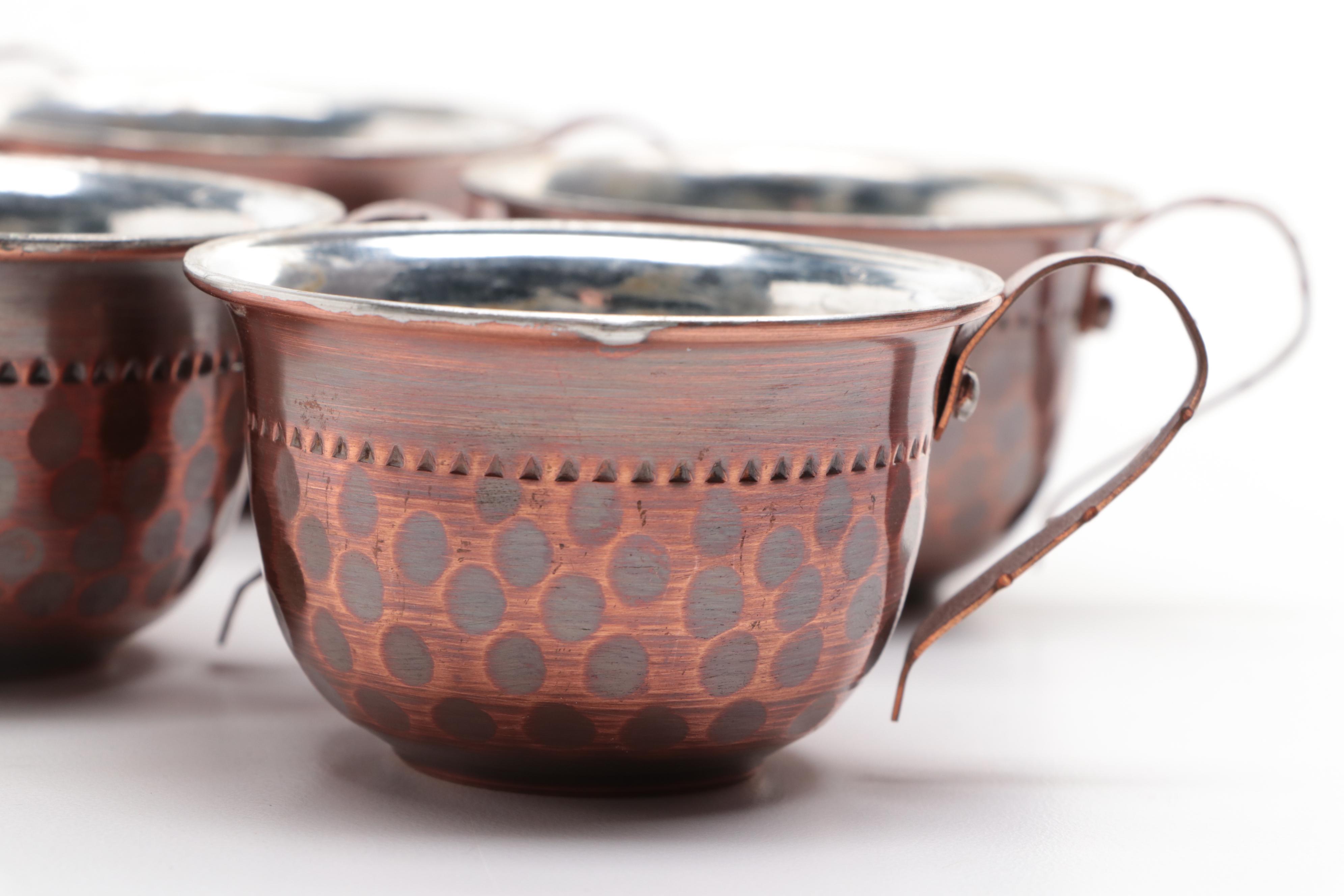 Hammered Tinned Copper Turkish Coffee Set