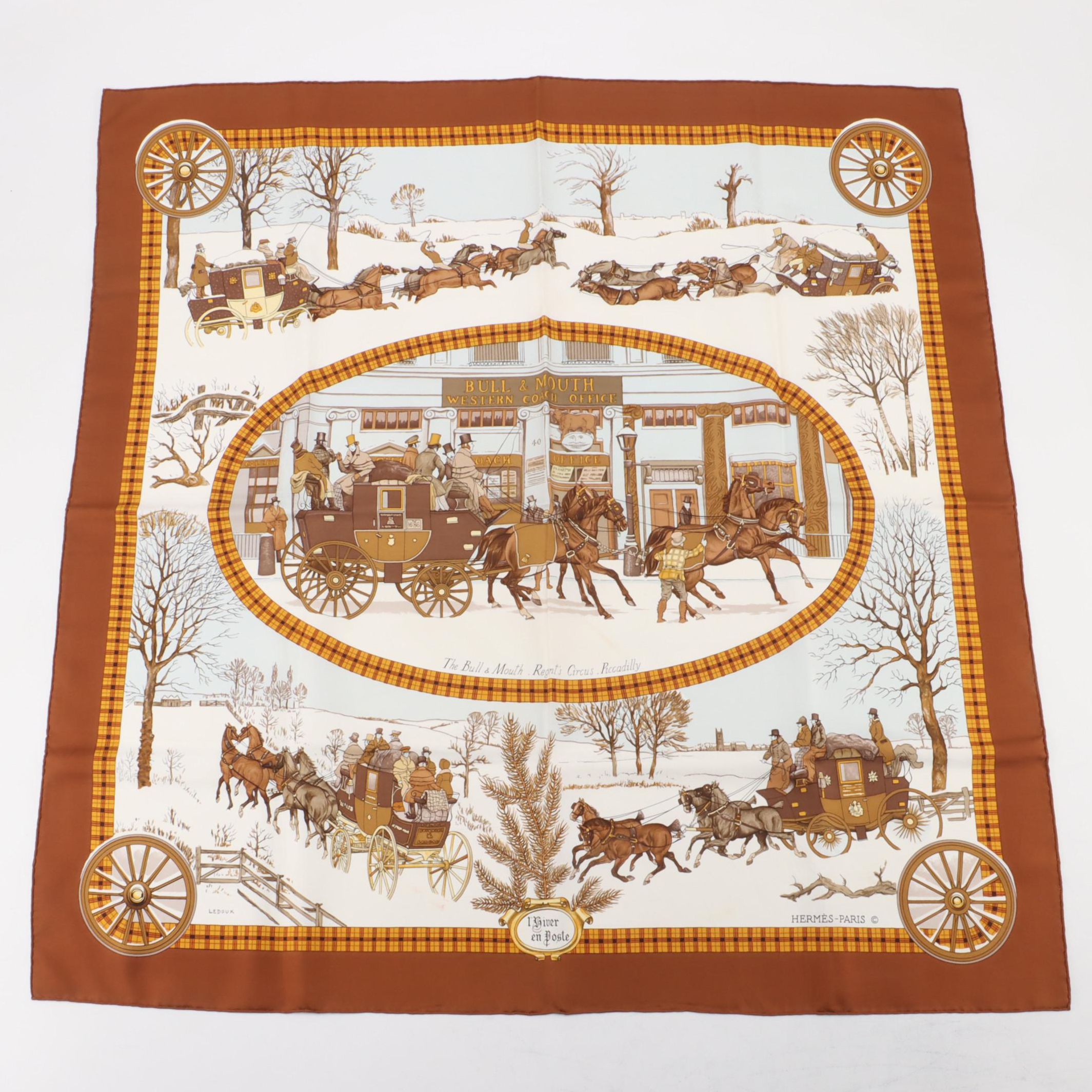 Hermès "L'Hiver en Poste" Scarf in Silk Twill