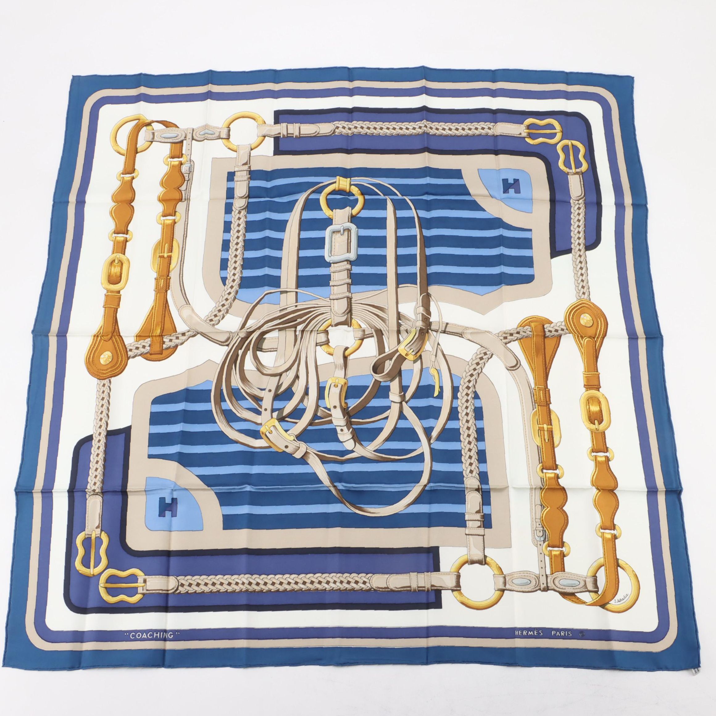 Hermès "Coaching" Silk Twill Scarf