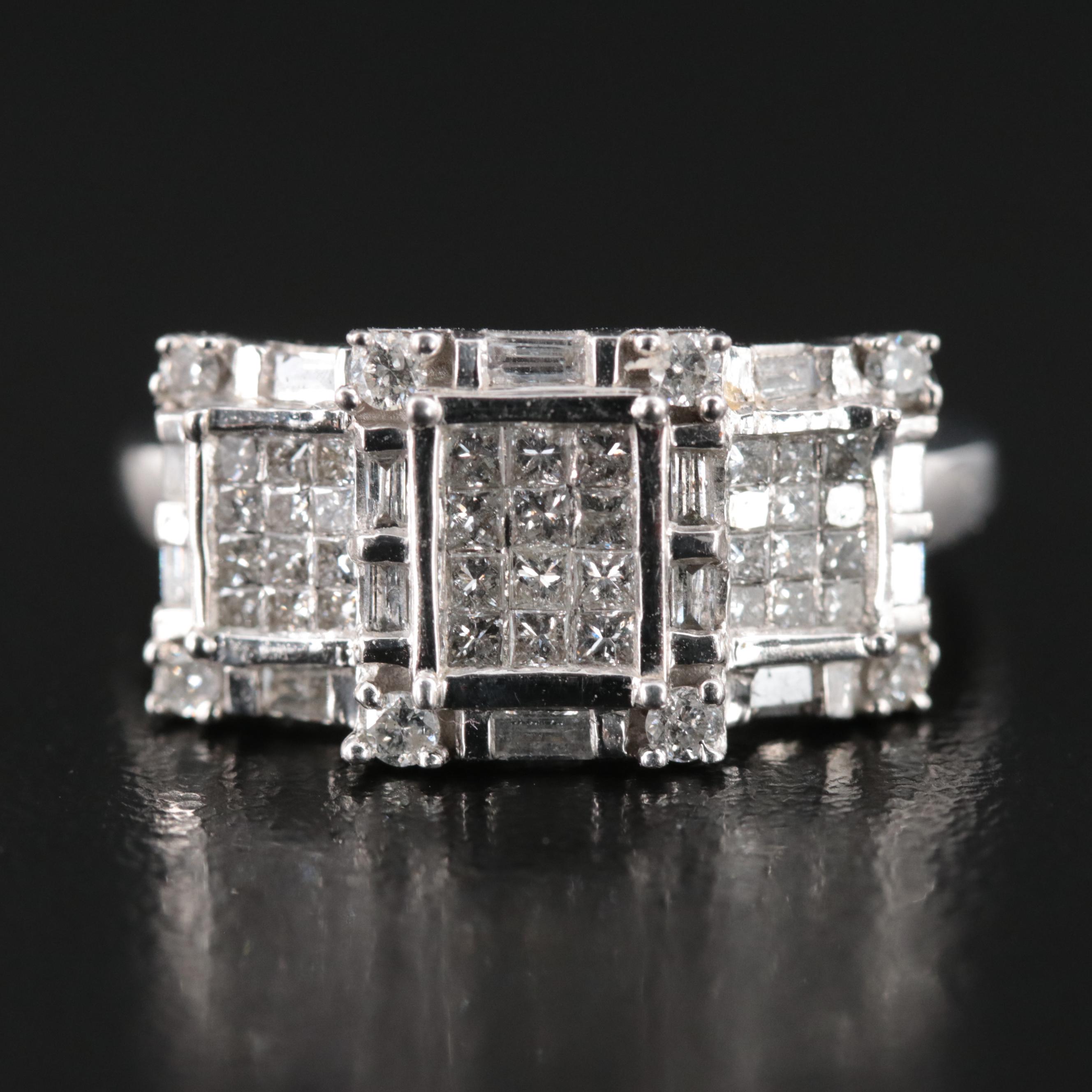 10K 1.10 CTW Diamond Cluster Ring