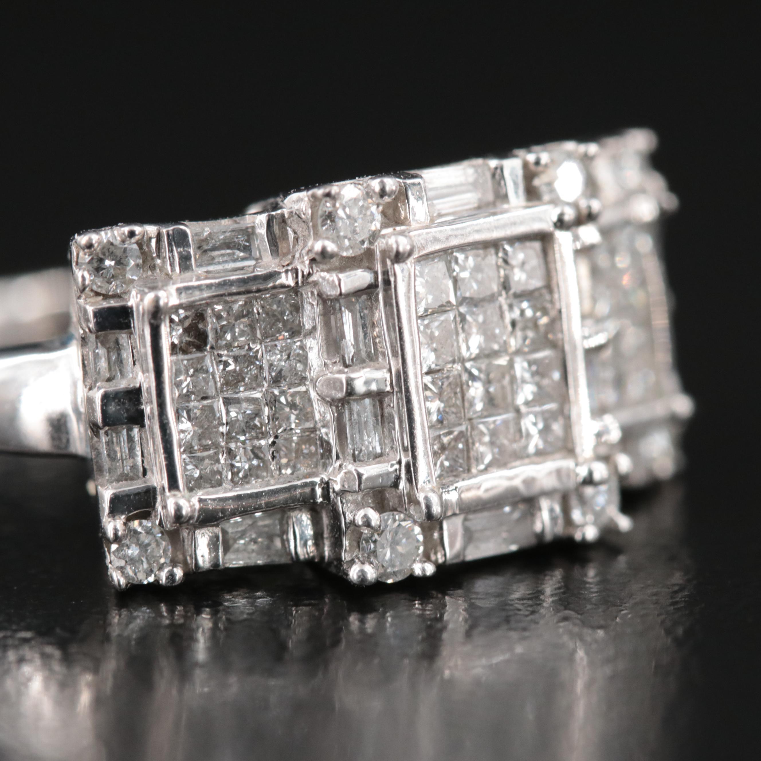 10K 1.10 CTW Diamond Cluster Ring