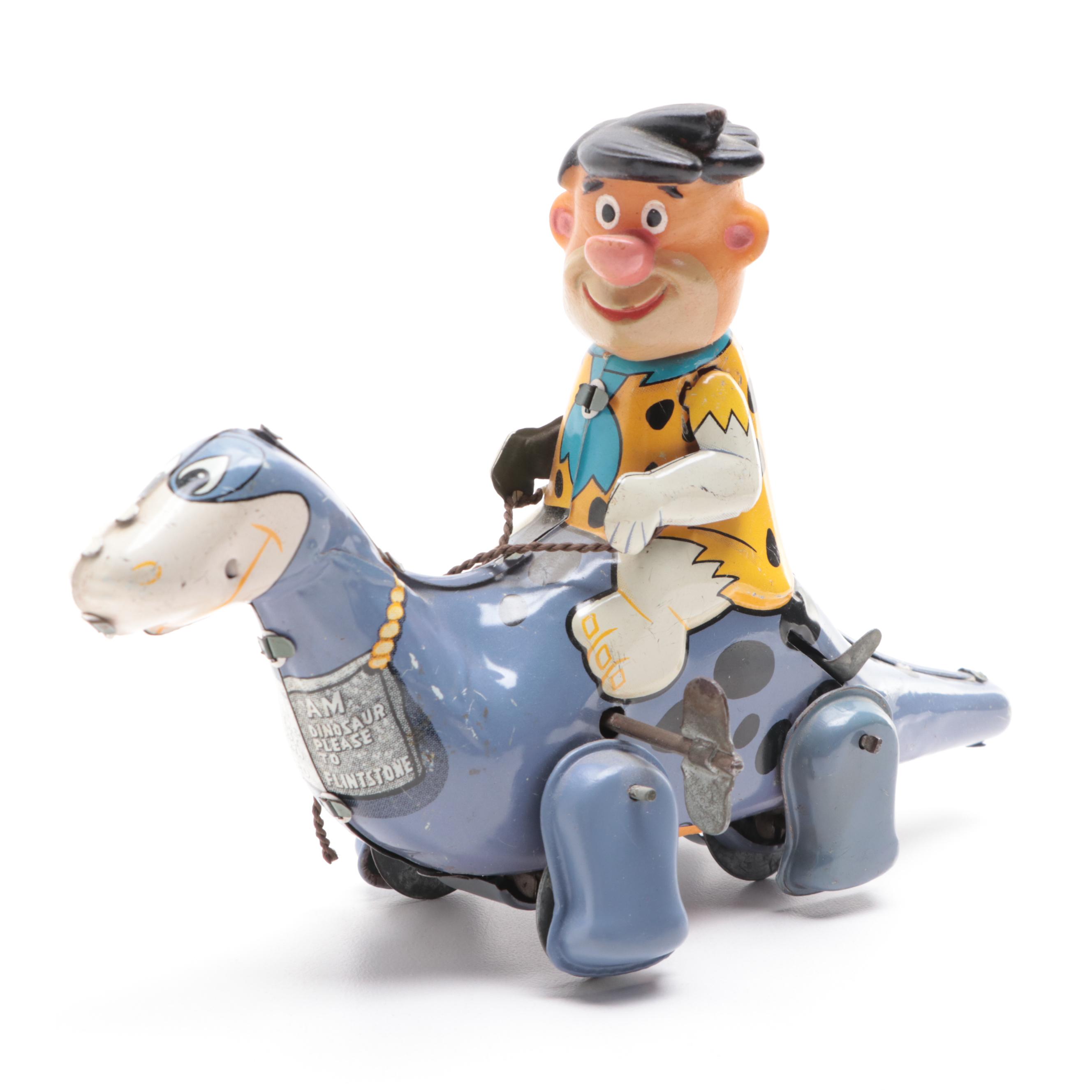 Fred Flintstone and Popeye Tin Lithograph Toys, Mid to Late 20th