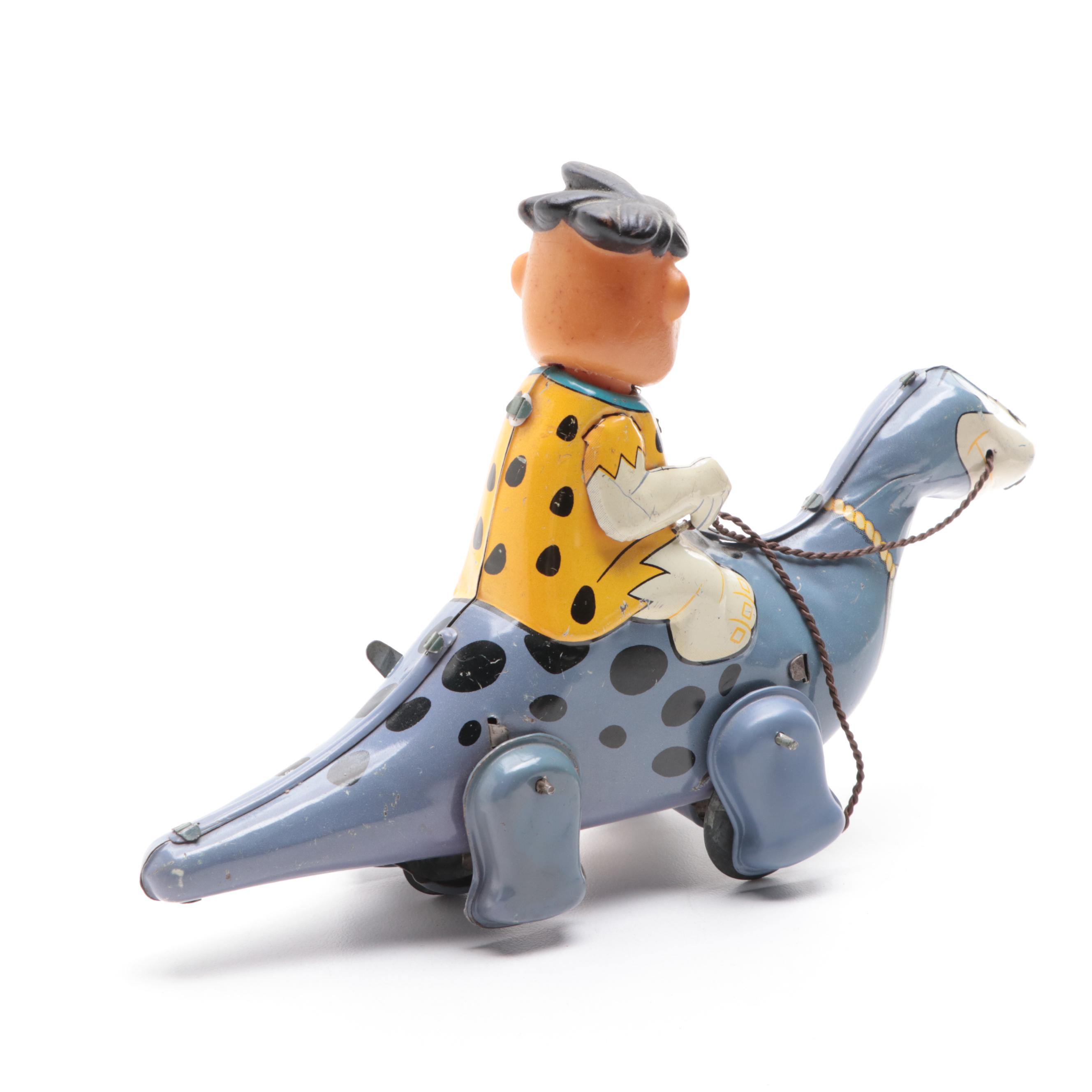 Fred Flintstone and Popeye Tin Lithograph Toys, Mid to Late 20th