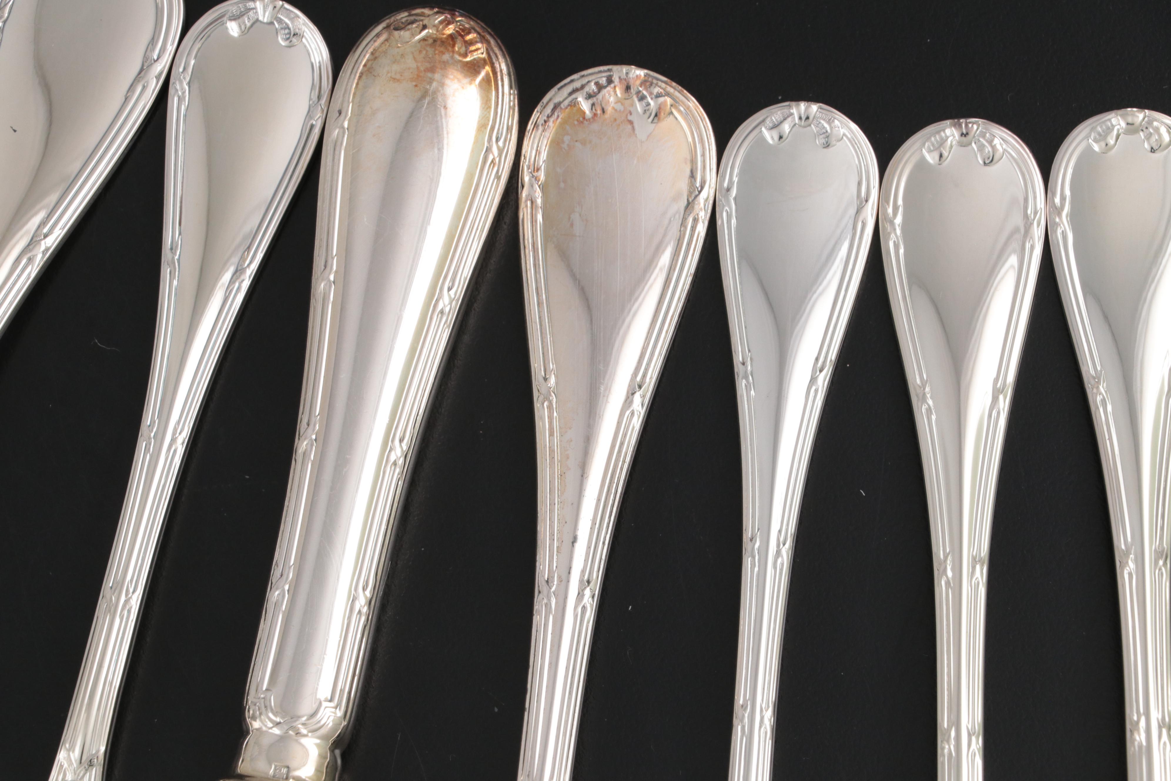 Christofle "Rubans" and Other Silver Plate Flatware and Serving Pieces