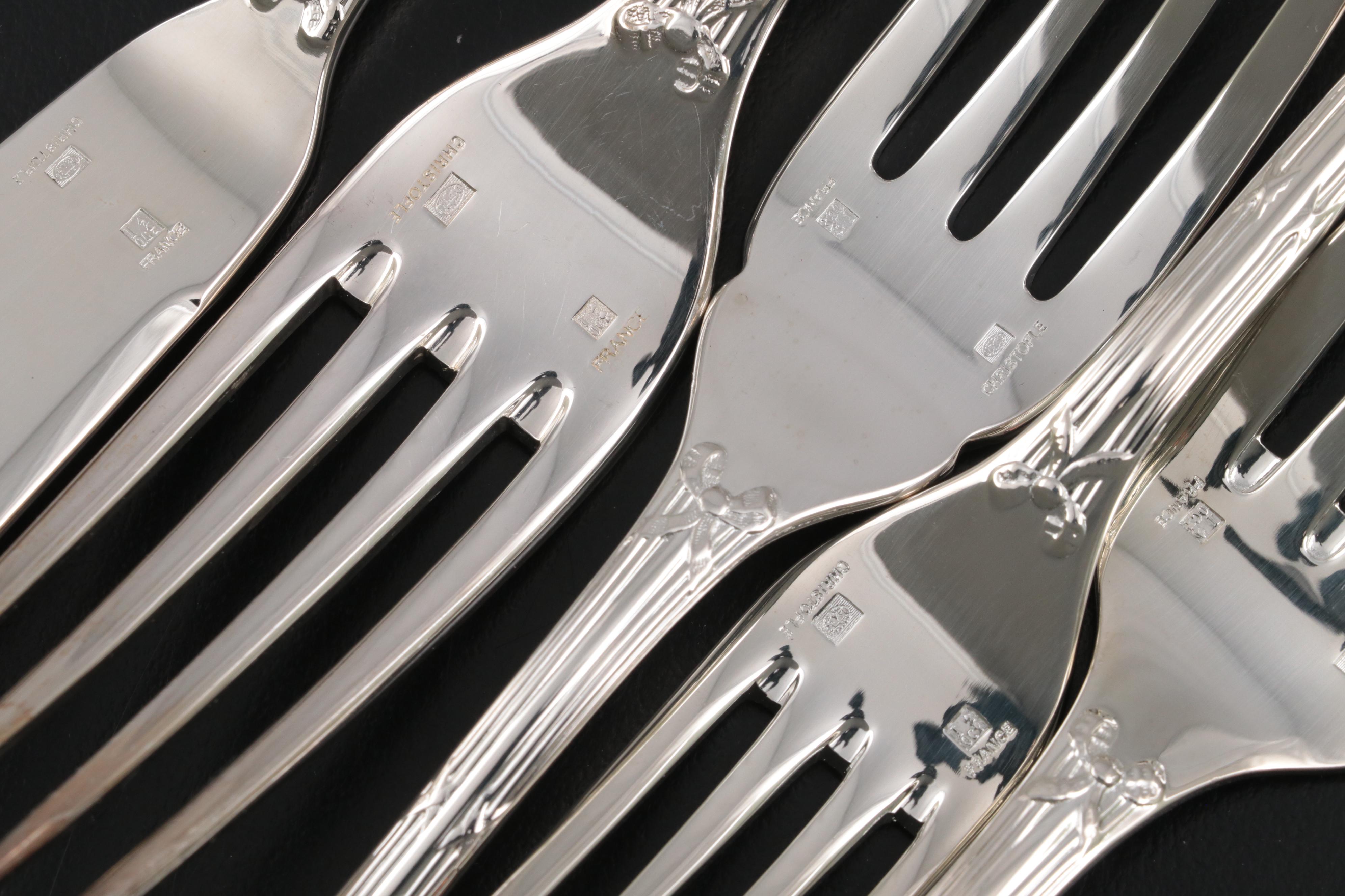 Christofle "Rubans" and Other Silver Plate Flatware and Serving Pieces
