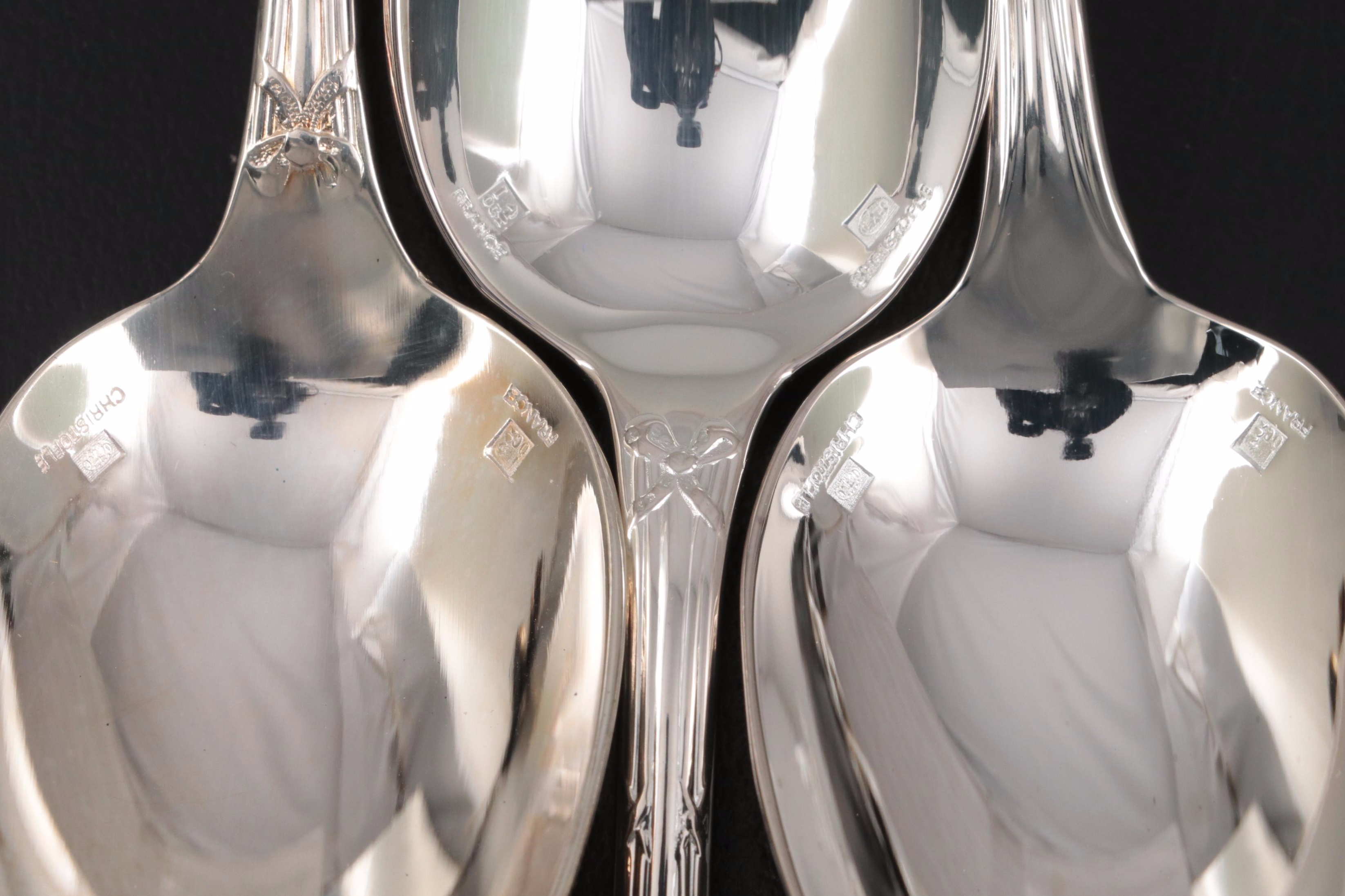 Christofle "Rubans" and Other Silver Plate Flatware and Serving Pieces