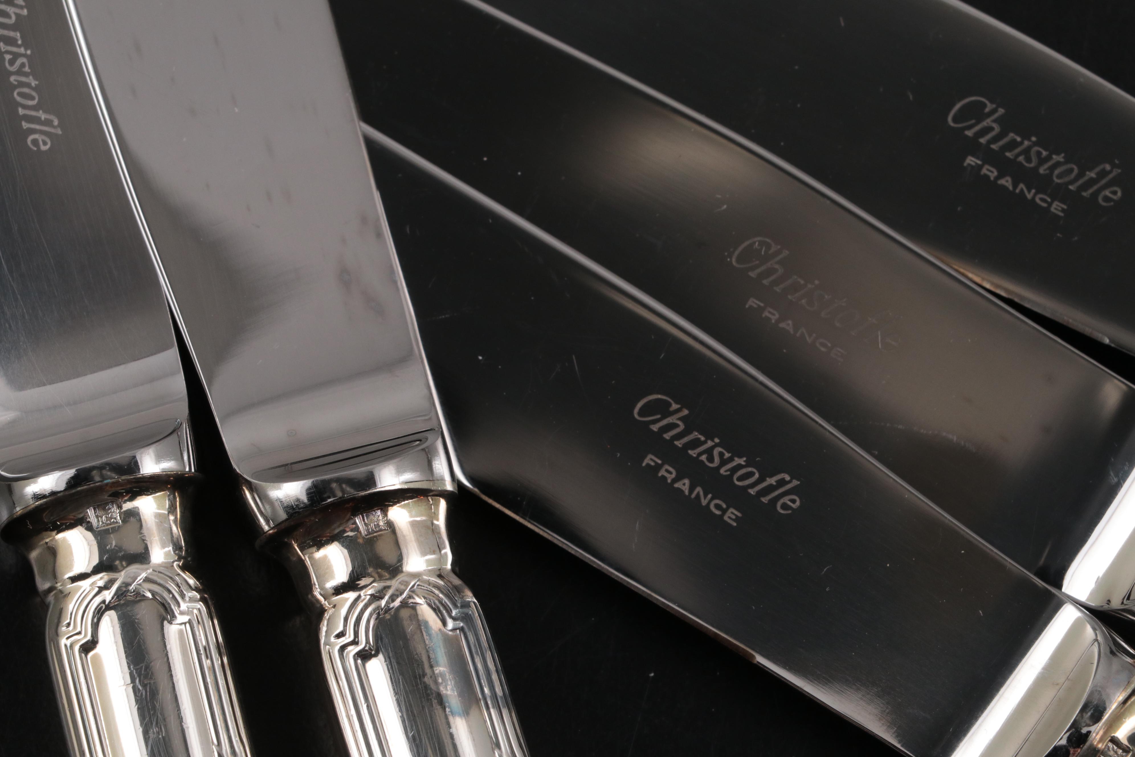 Christofle "Rubans" and Other Silver Plate Flatware and Serving Pieces