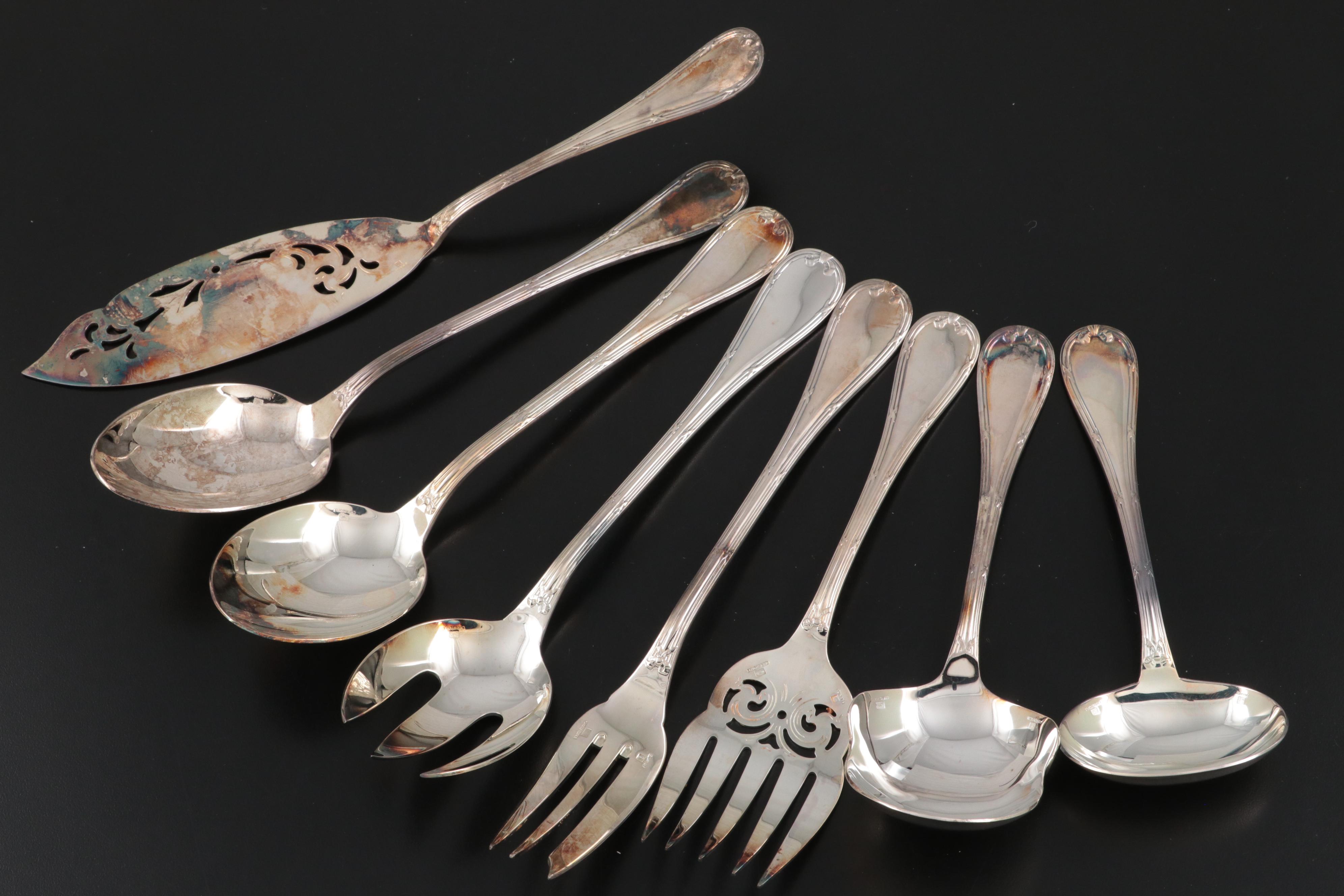Christofle "Rubans" and Other Silver Plate Flatware and Serving Pieces