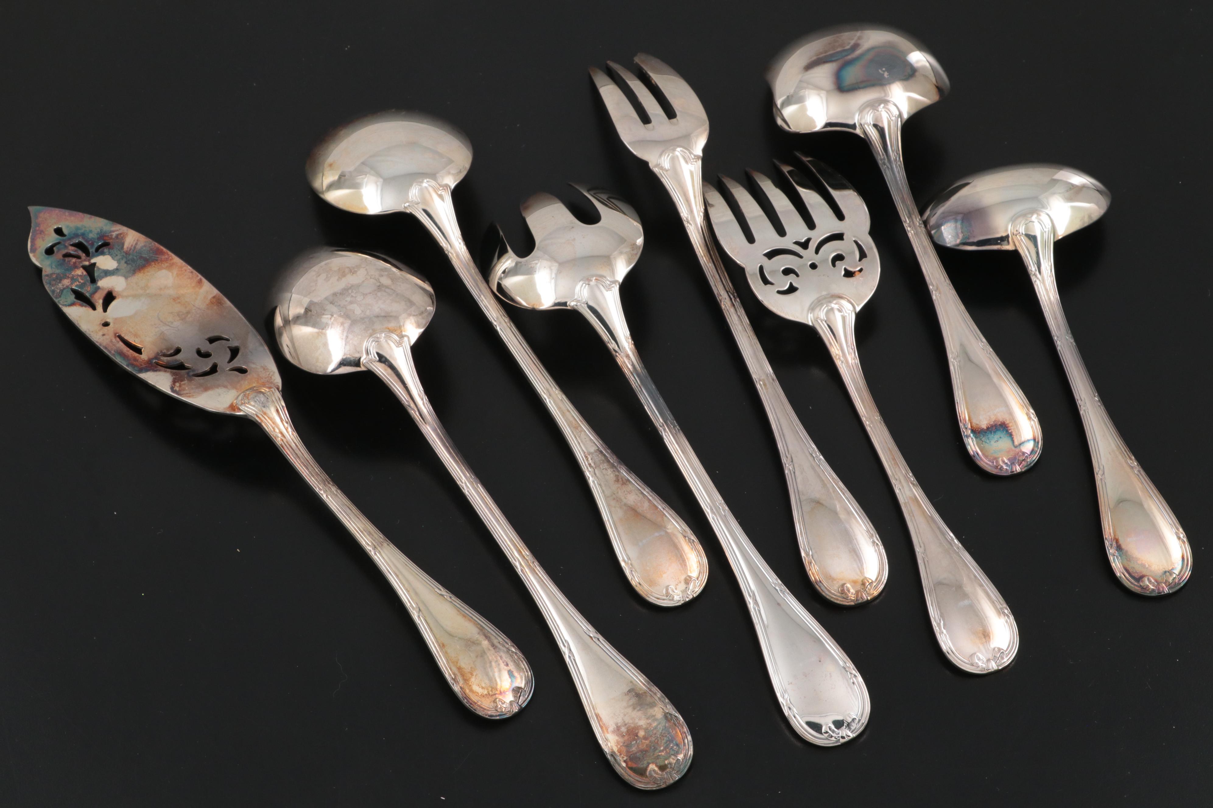 Christofle "Rubans" and Other Silver Plate Flatware and Serving Pieces