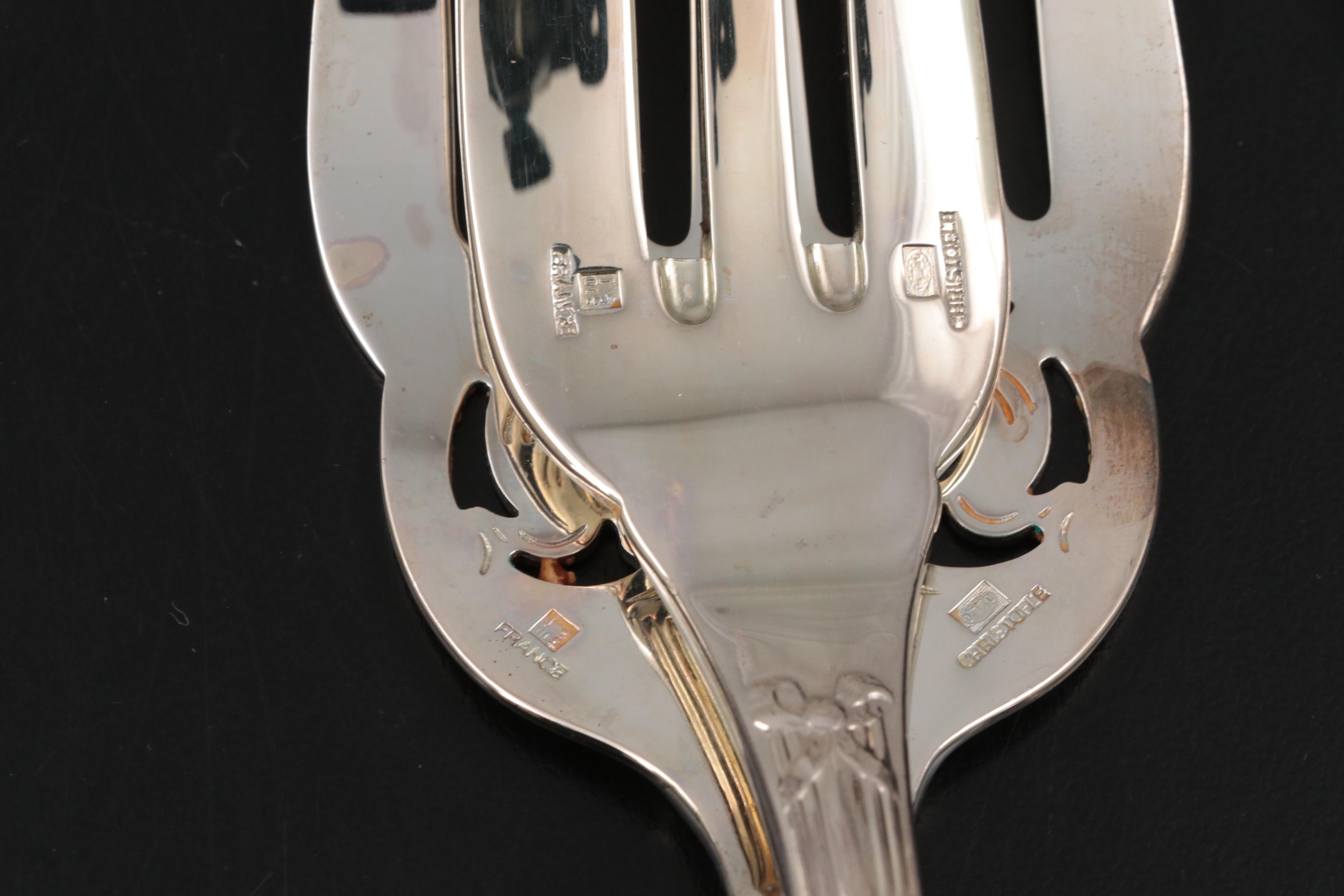 Christofle "Rubans" and Other Silver Plate Flatware and Serving Pieces