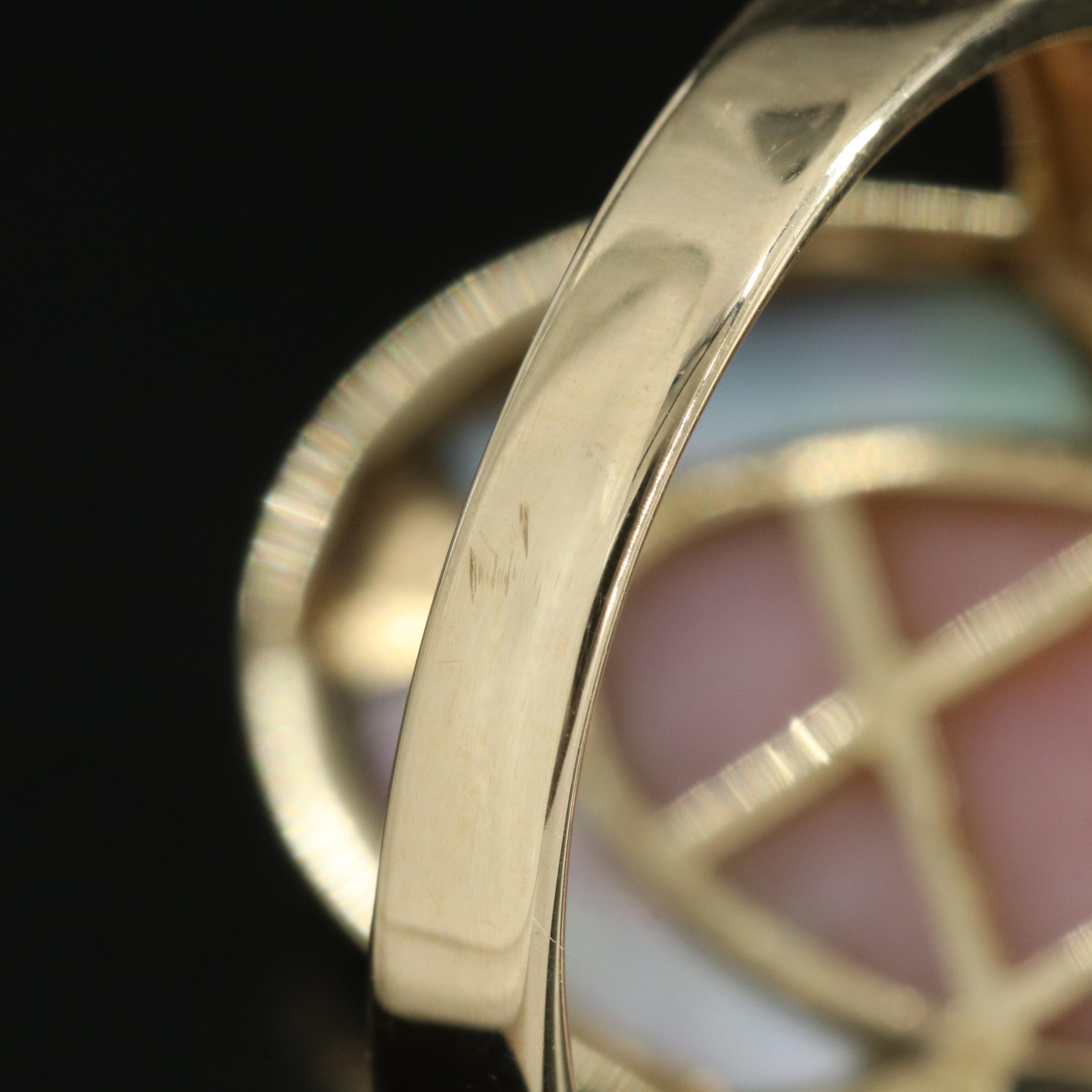 14K Common Opal, Mother of Pearl and Diamond Ring