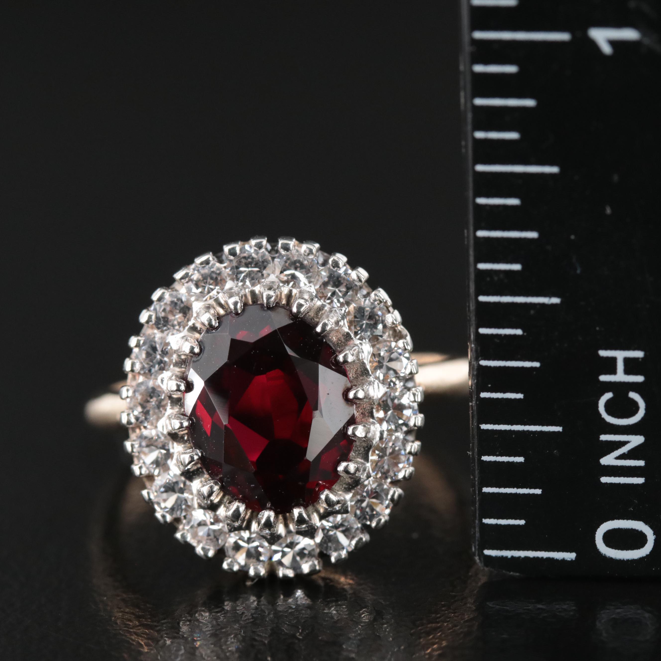 10K Ruby and White Spinel Ring